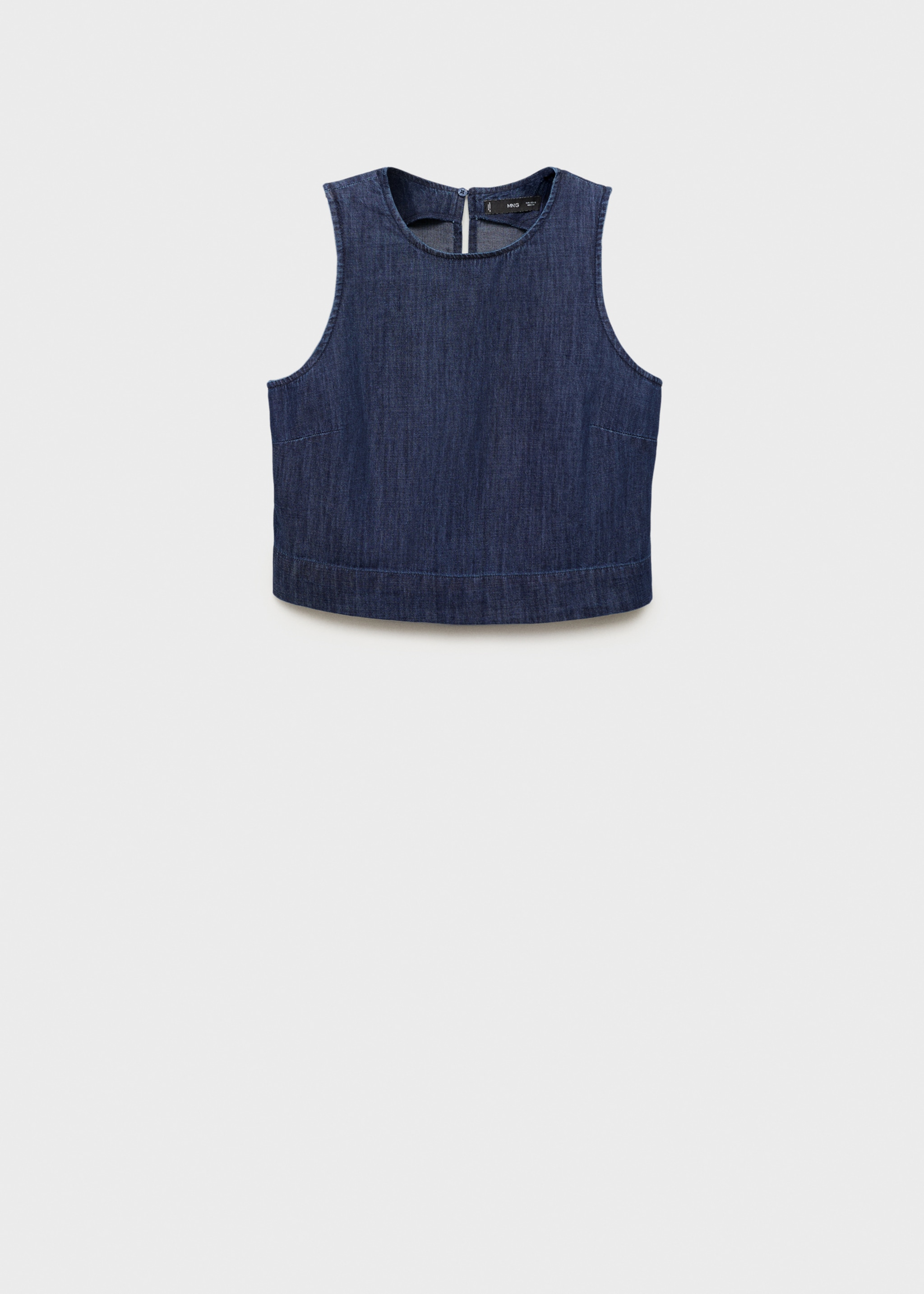 Denim crop top - Article without model, Open Blue. Ref: 17094101-00.