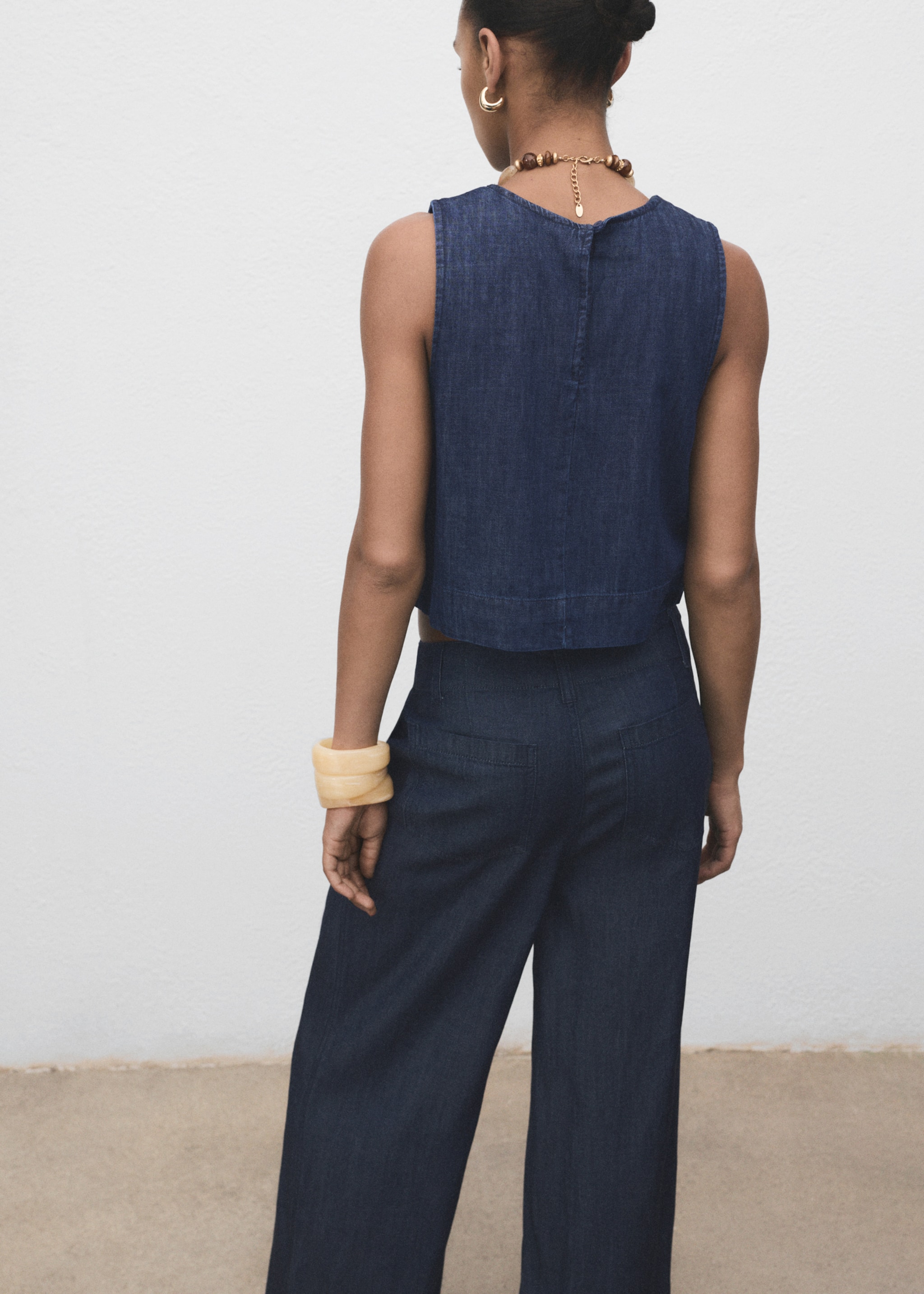 Denim crop top - Reverse of the article, Open Blue. Ref: 17094101-00.