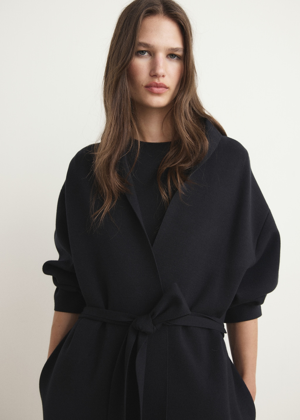 Long milano cardigan with stitching detail