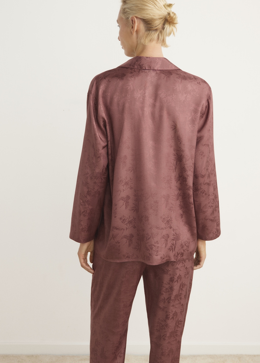 Jacquard satin pajama shirt