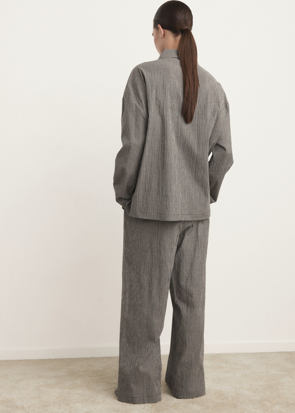 Two-piece cotton pajamas gingham check