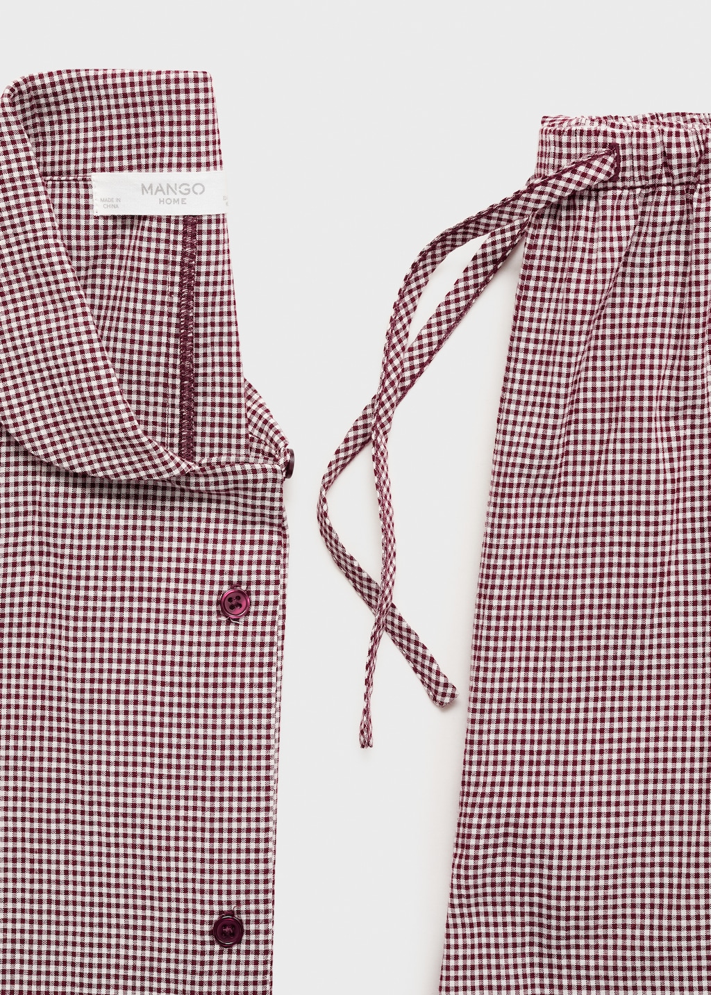 Two-piece cotton pajamas gingham check