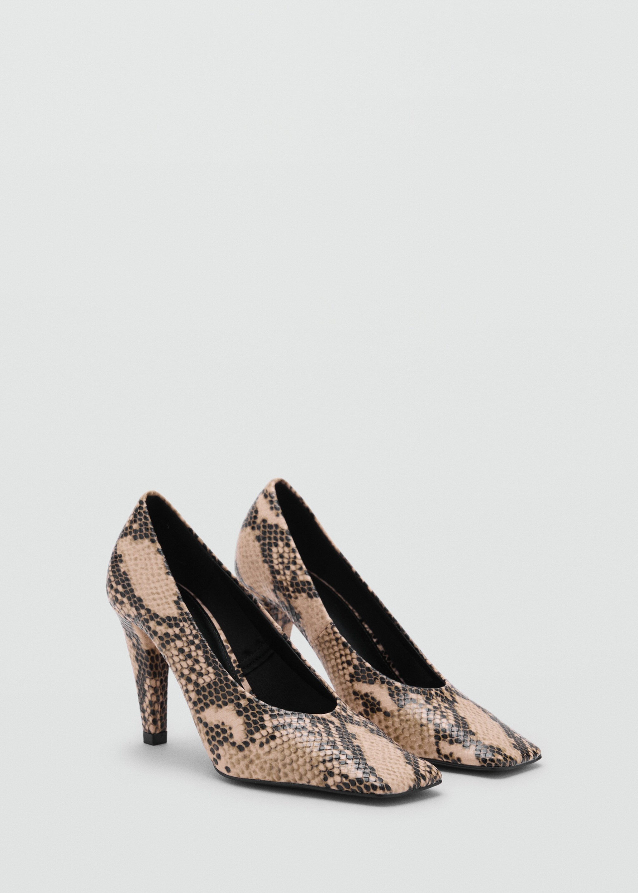 Snakeskin print heeled shoes - Medium plane, Beige. Ref: 17094108-00.