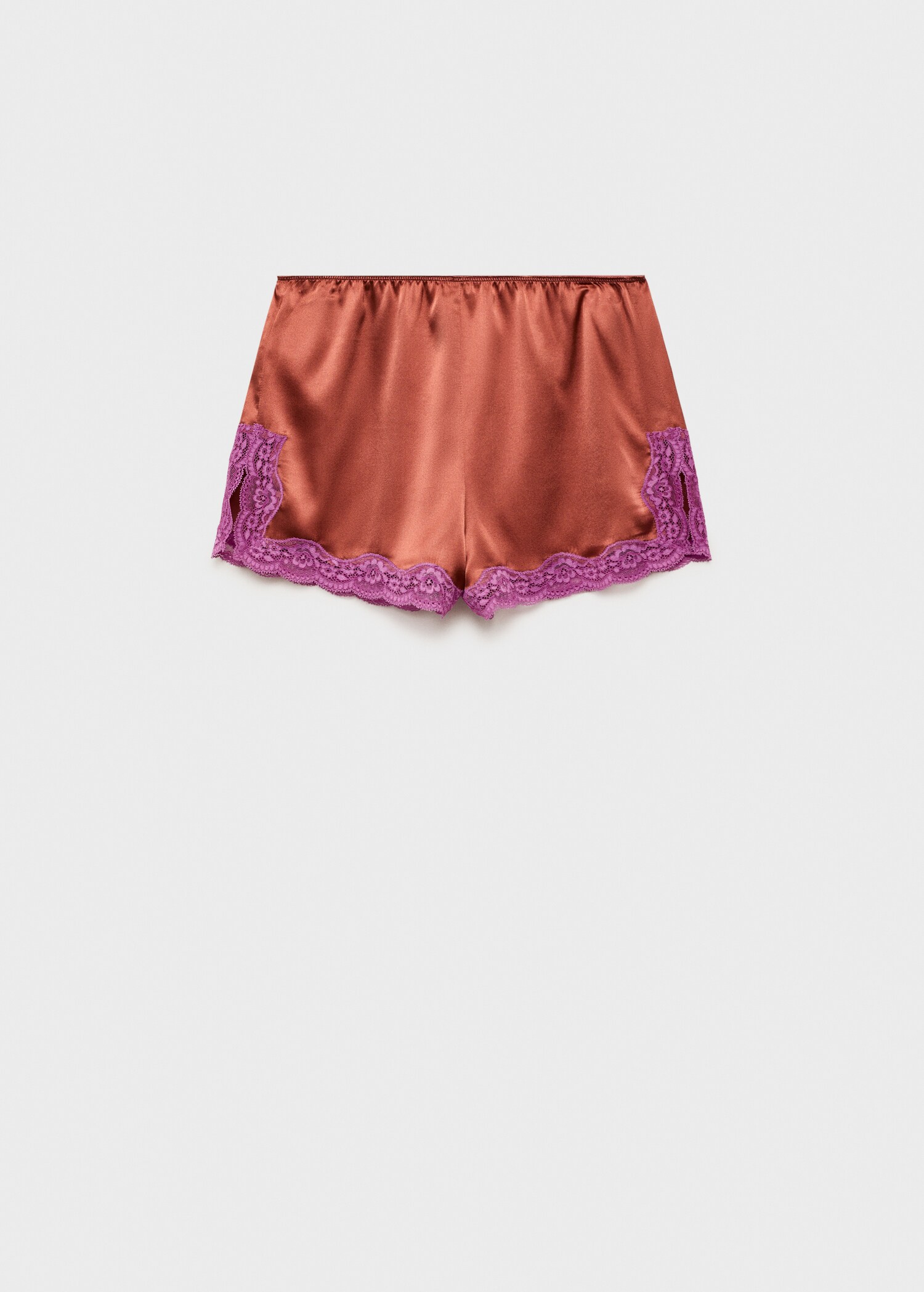 Silk shorts with contrasting lace trim - Article without model