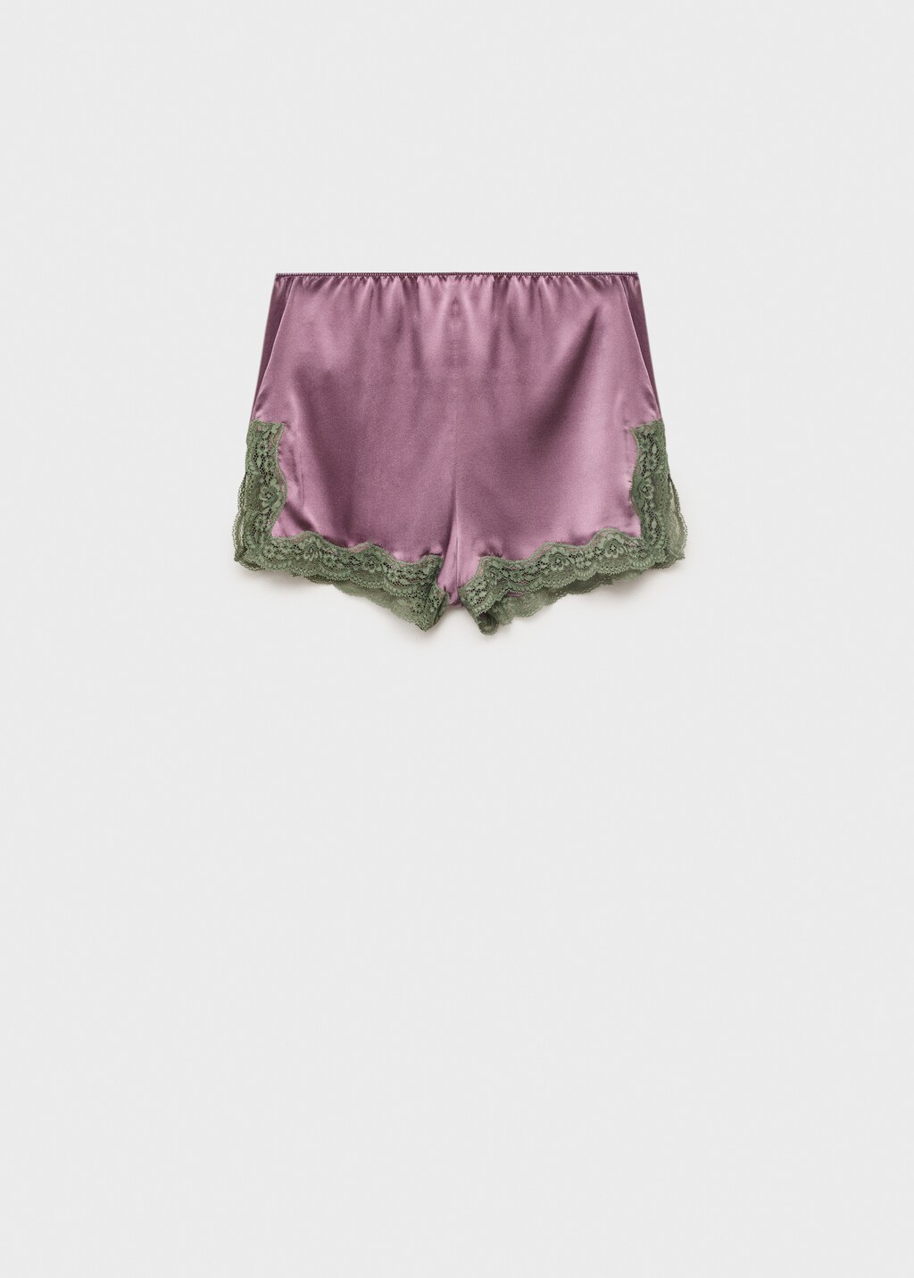 Silk shorts with contrasting lace trim - Women | MANGO Canada