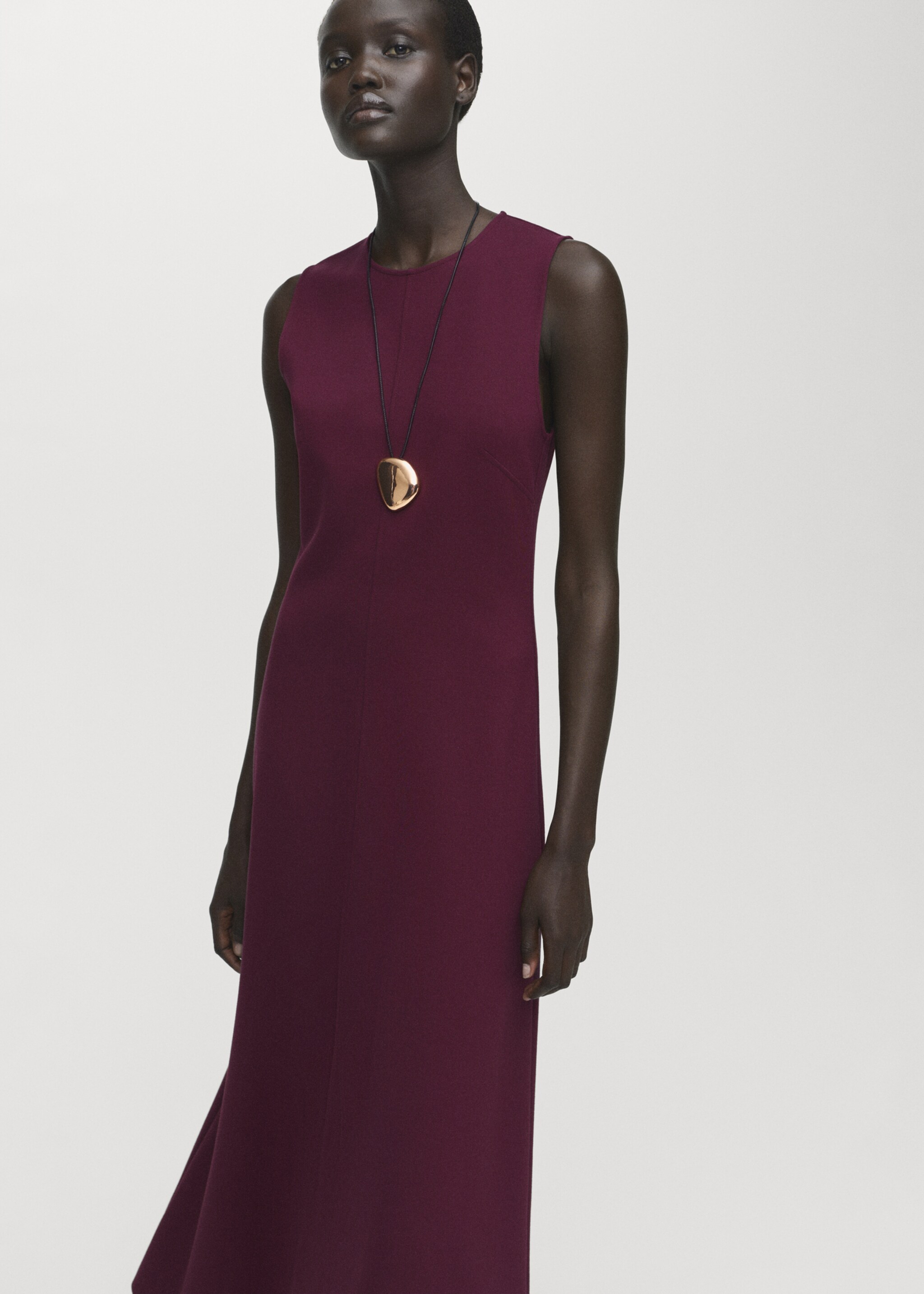 Vestido largo evasé - Plano medio, Burdeos. Ref: 17094110-00.