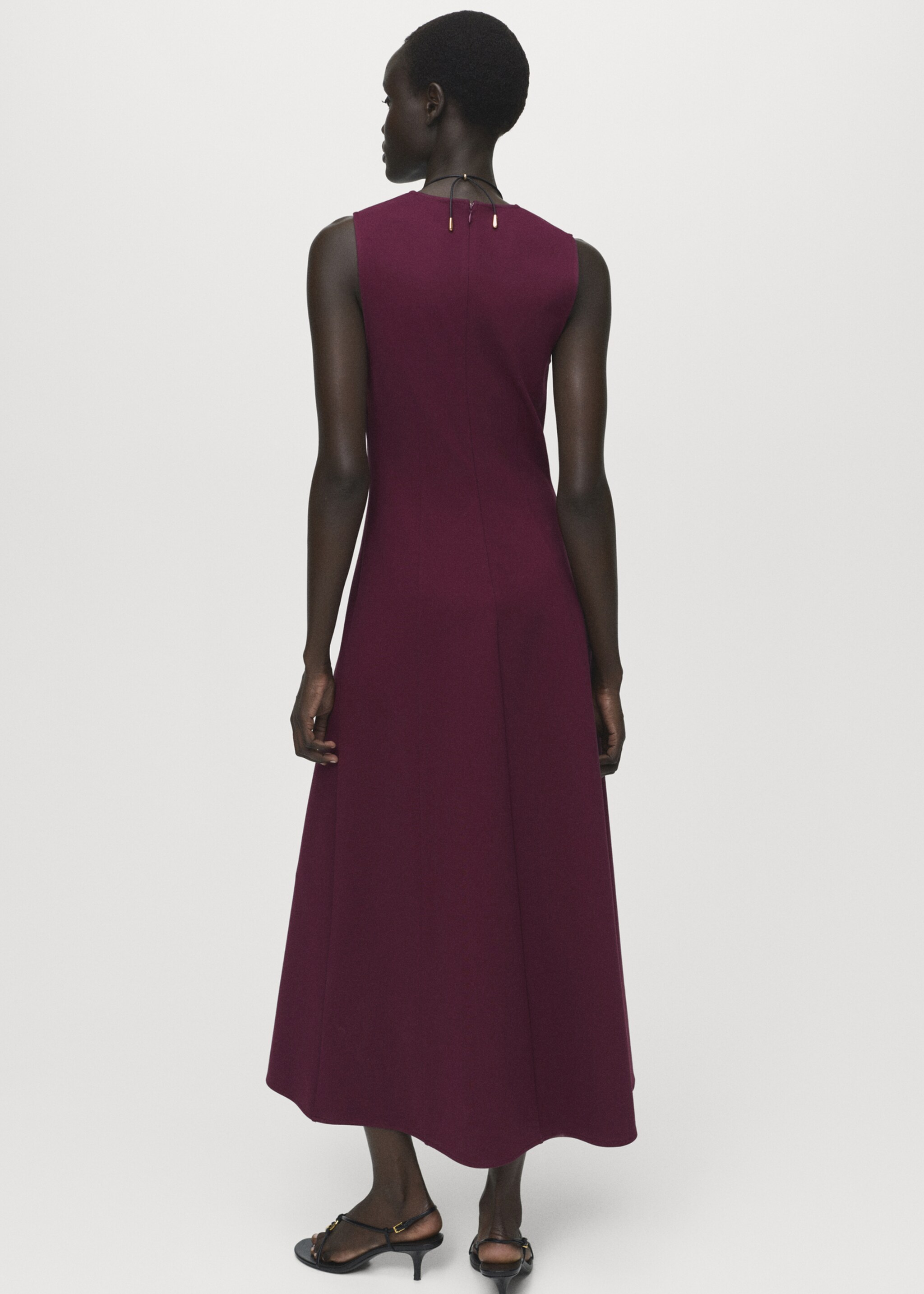 Vestido largo evasé - Reverso del artículo, Burdeos. Ref: 17094110-00.