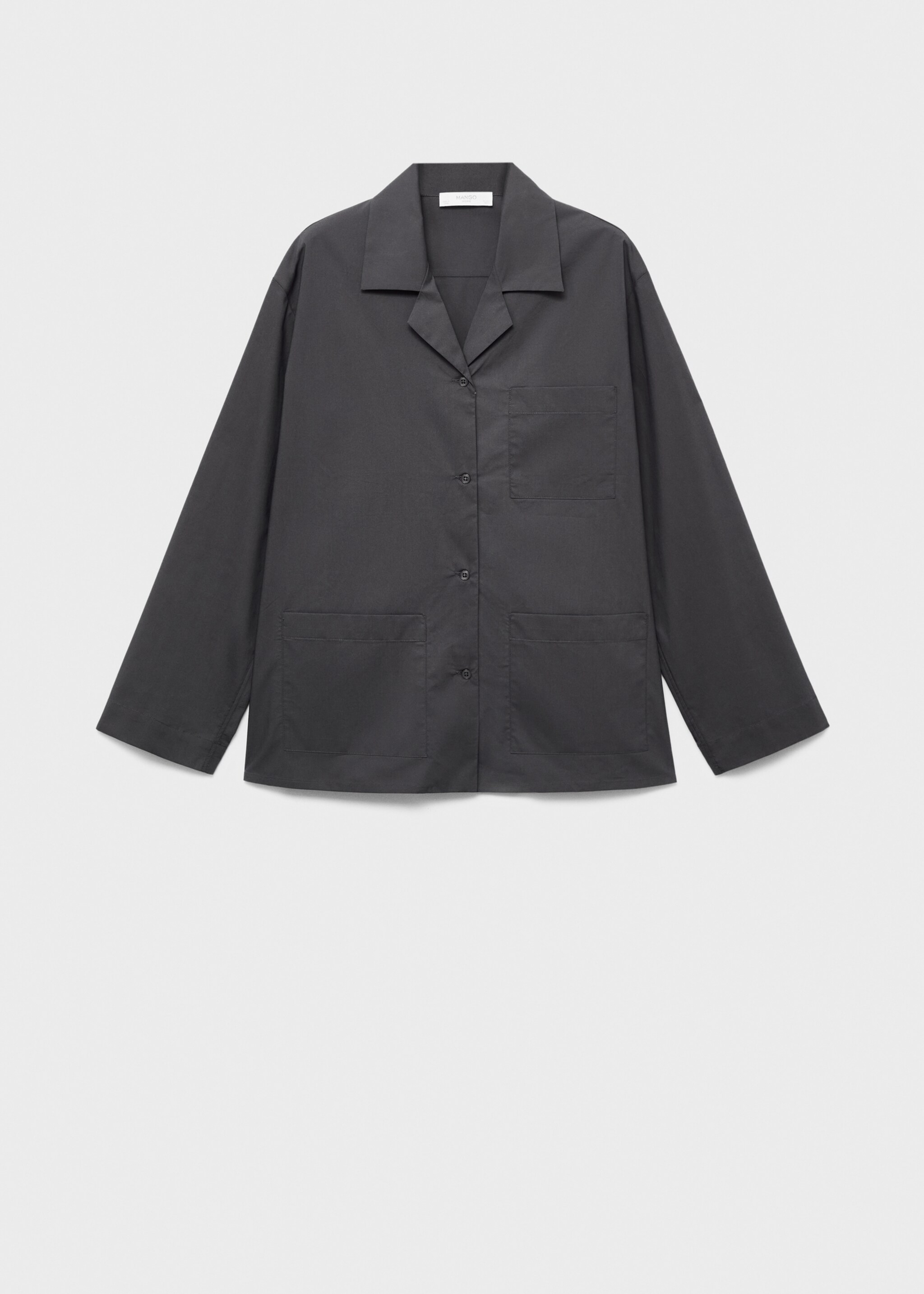 Poplin pyjama shirt - Article without model, Charcoal. Ref: 17094117-00.