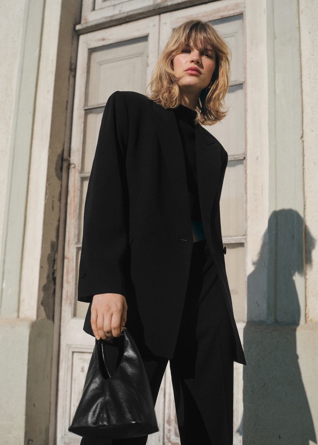 Double-breasted suit blazer