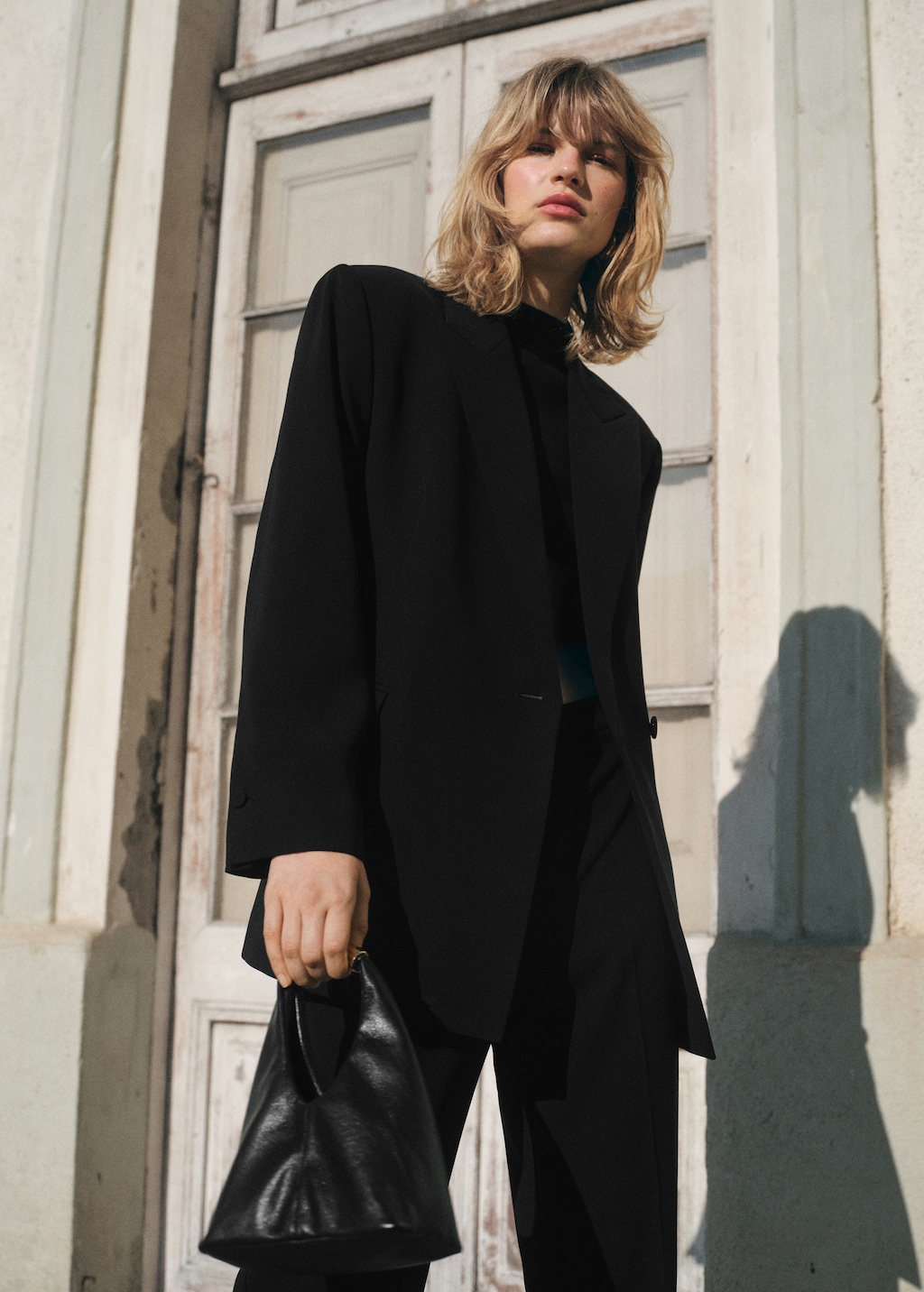 Double-breasted suit blazer