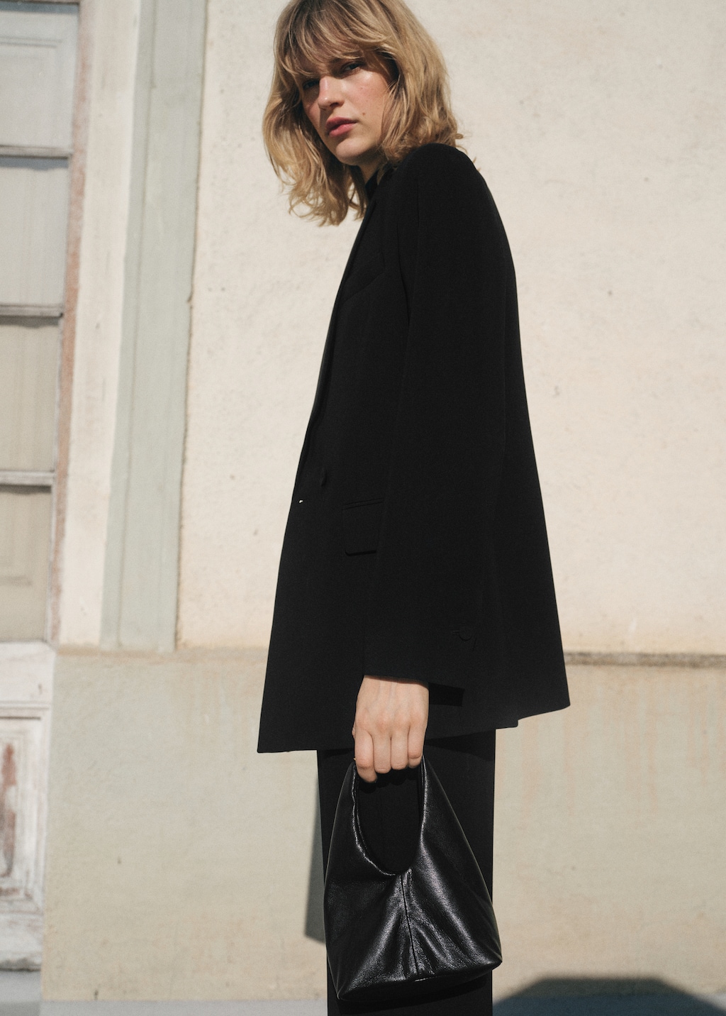 Double-breasted suit blazer