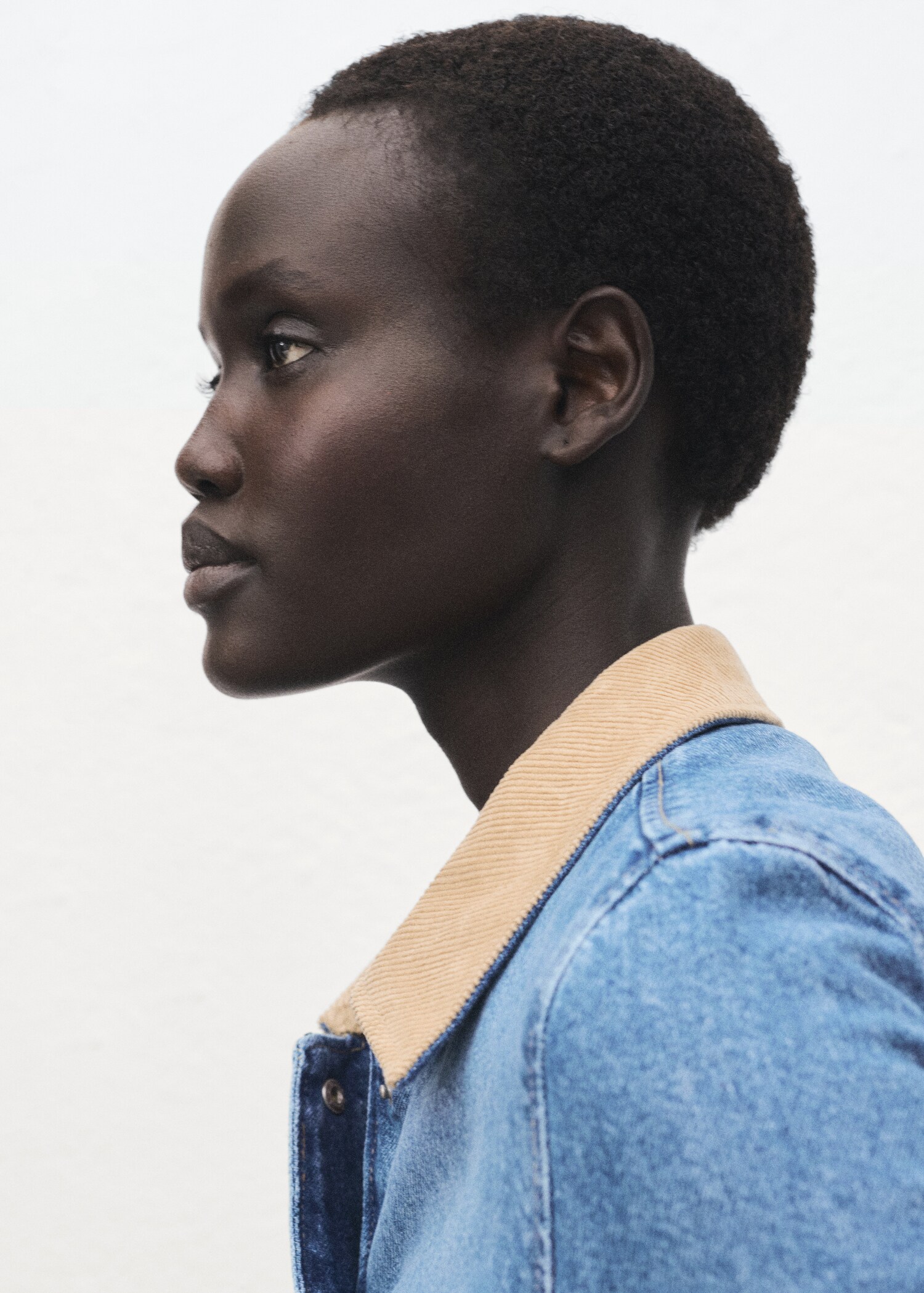 Veste en jean col velours côtelé - Détail de l'article 1