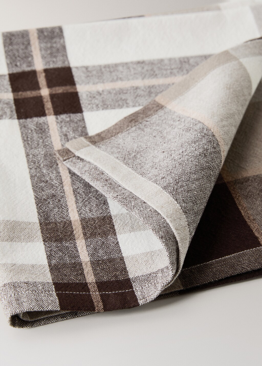 Cotton linen check-print napkin