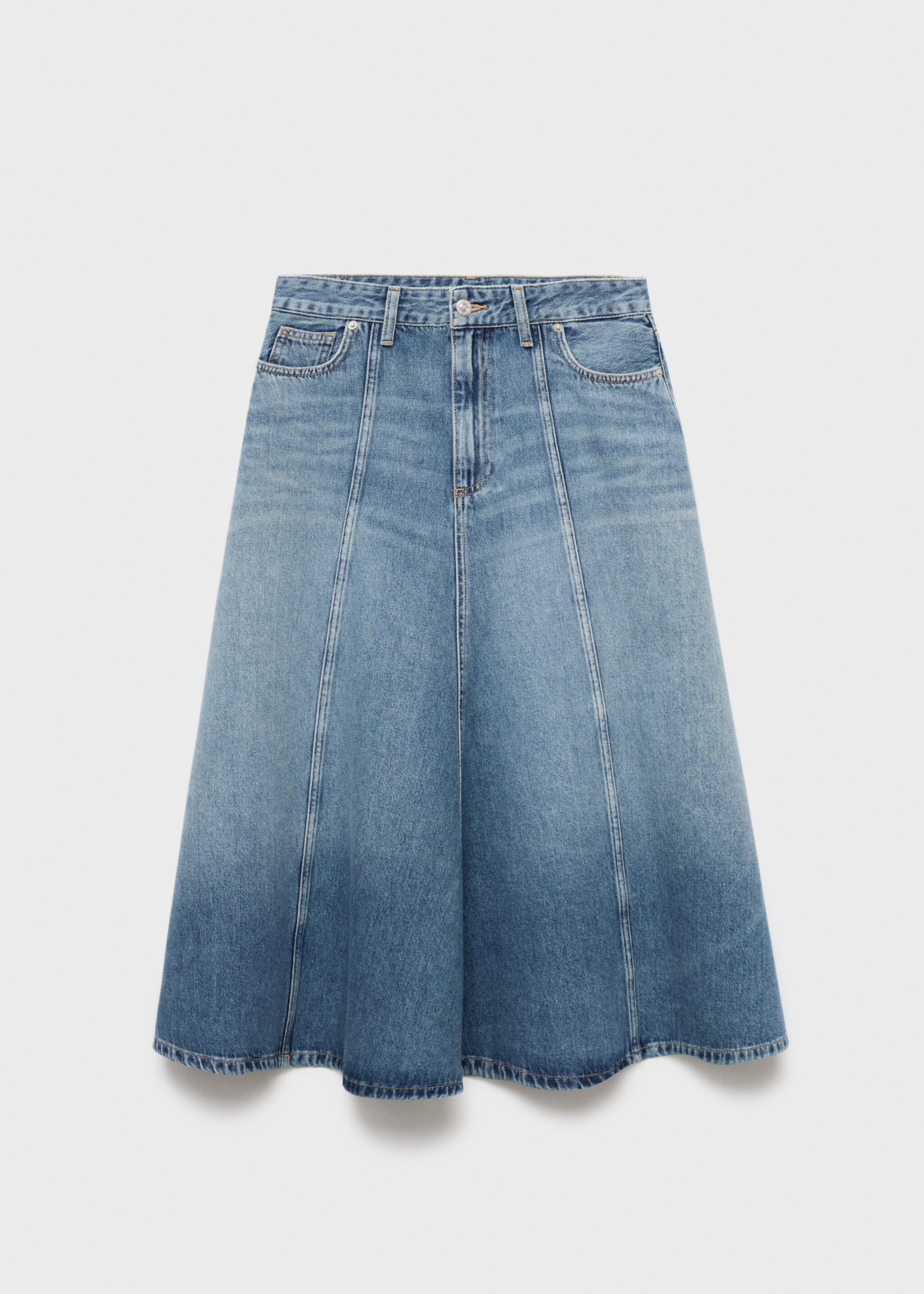 Jupe midi en jean - Article sans modèle, Bleu moyen. Ref: 17094138-00.