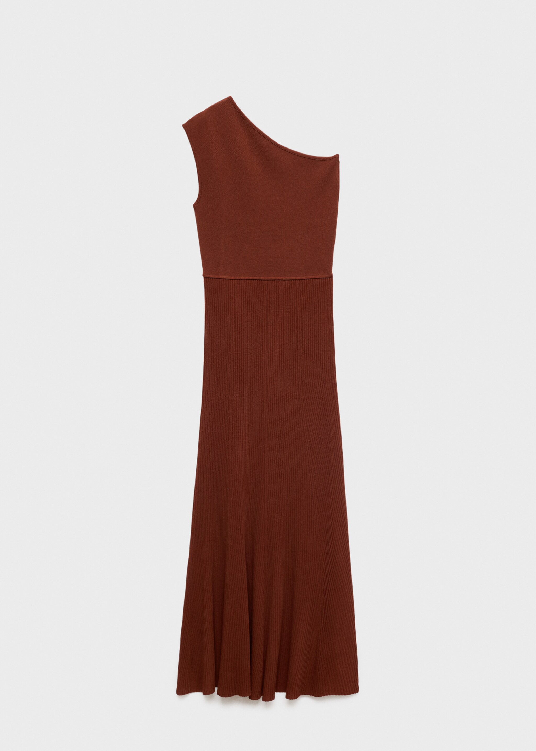 Asymmetrical combined-knit dress - Article without model, Russet. Ref: 17094139-00.