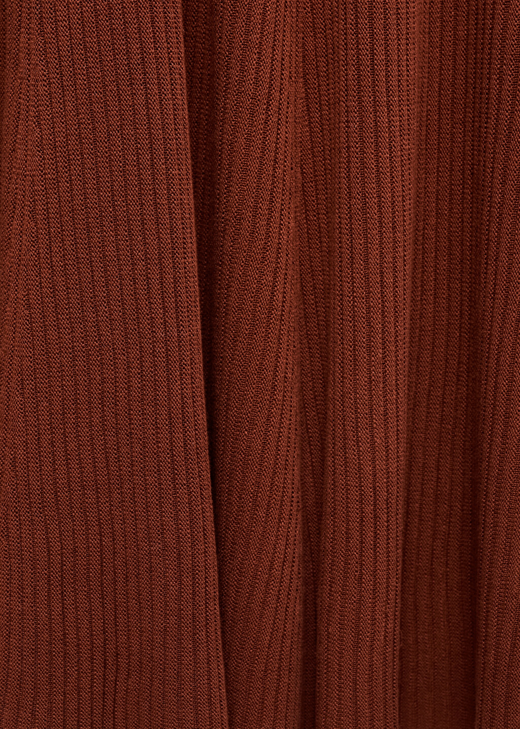 Asymmetrical combined-knit dress - Details of the article 8, Russet. Ref: 17094139-00.