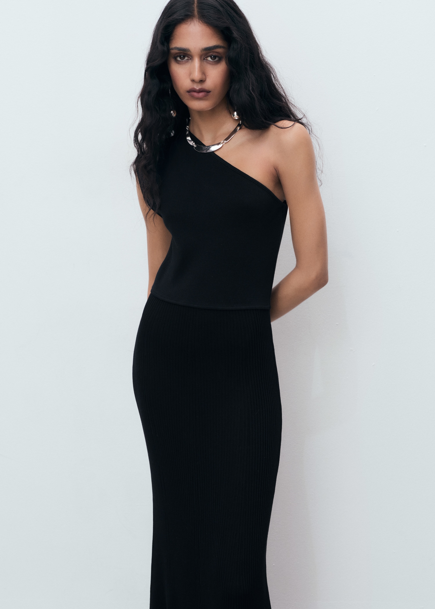 Robe Noire Les Robes Mango Robe Maille Combiné Asymétrique Femme