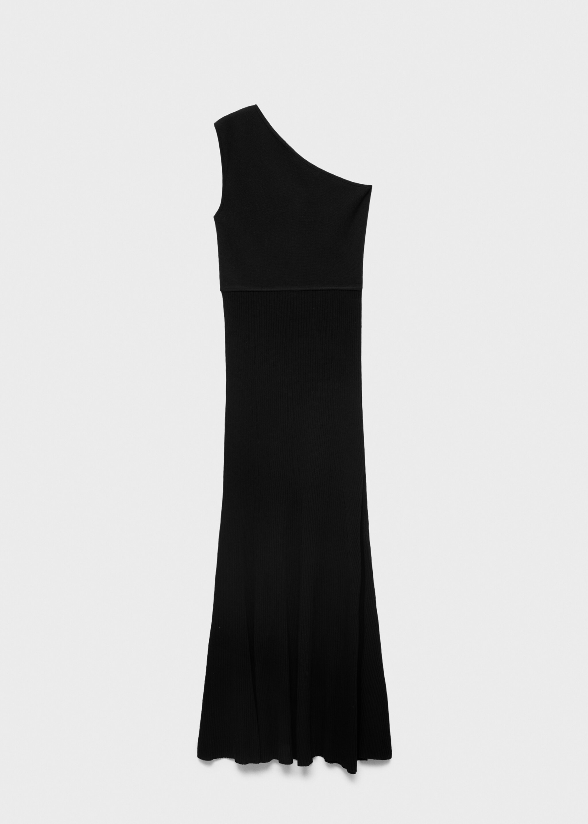 Asymmetrical combined-knit dress - Article without model, Black. Ref: 17094139-00.
