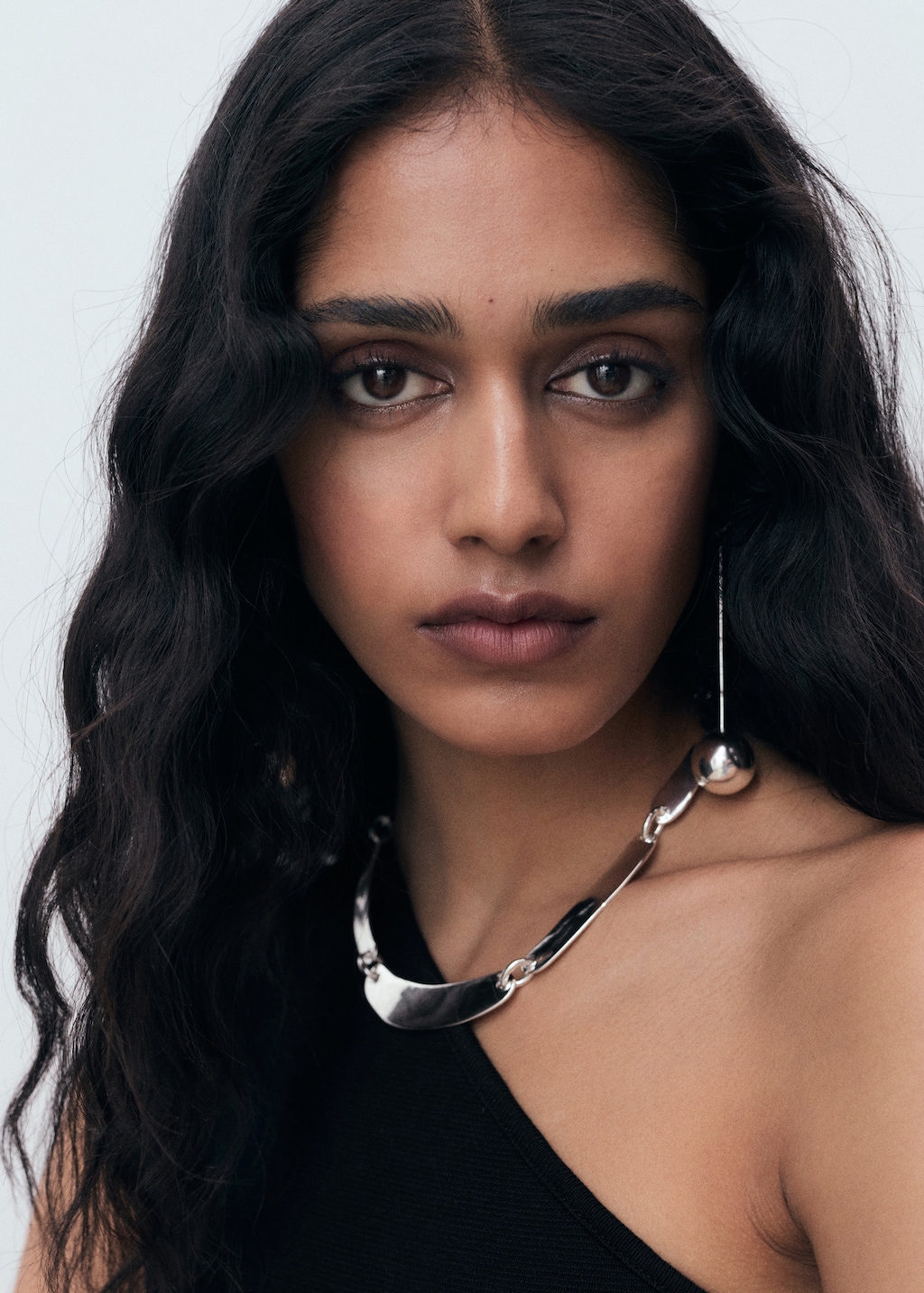 Mango Asymmetrical combined-knit dress