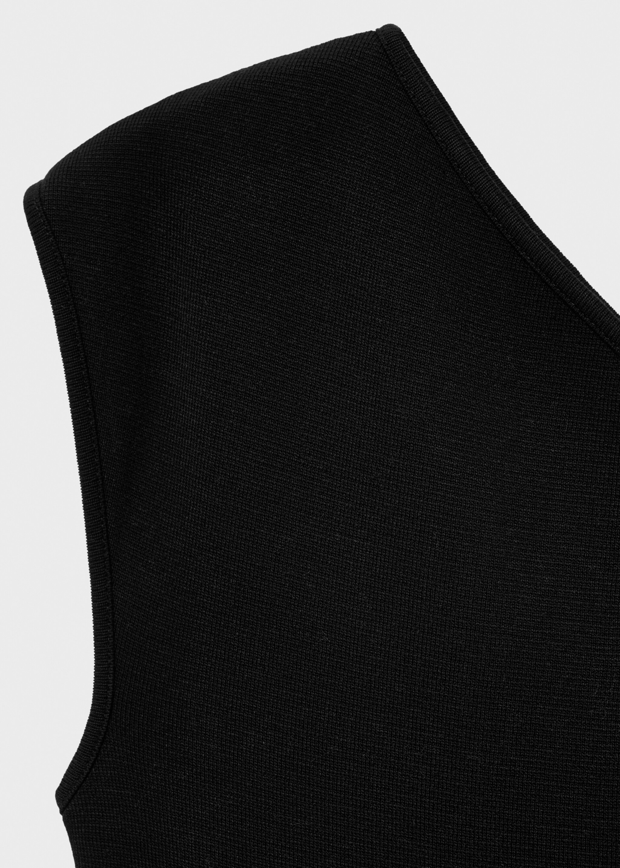 Asymmetrical combined-knit dress - Details of the article 8, Black. Ref: 17094139-00.