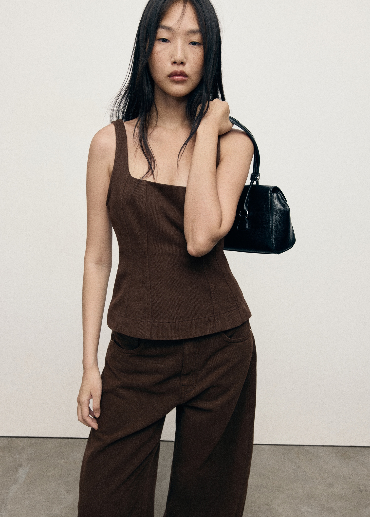 Flared denim top - Medium plane
