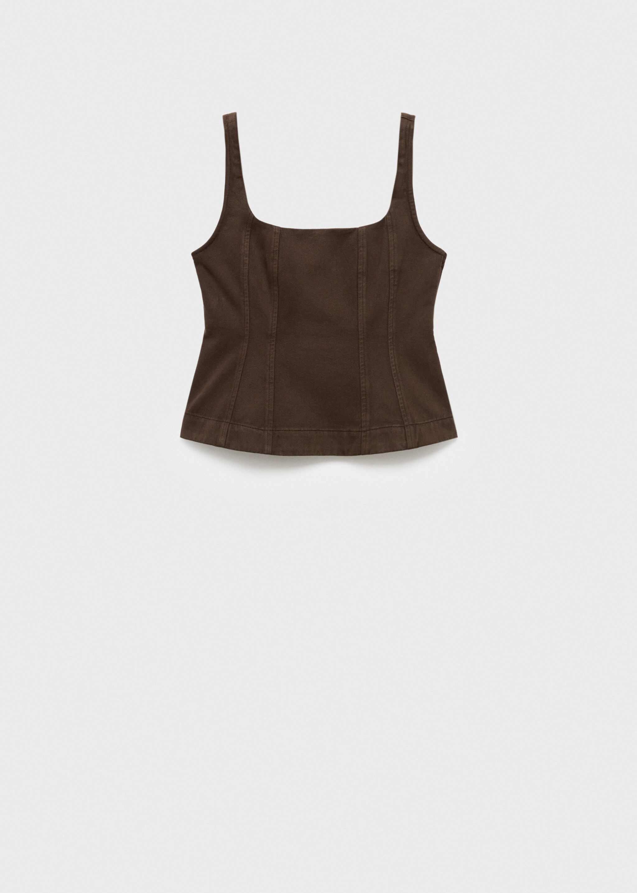 Flared denim top - Article without model, Chocolate. Ref: 17094140-00.