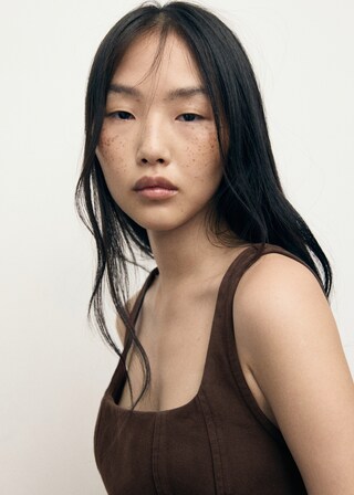 Flared denim top - Women | MANGO USA