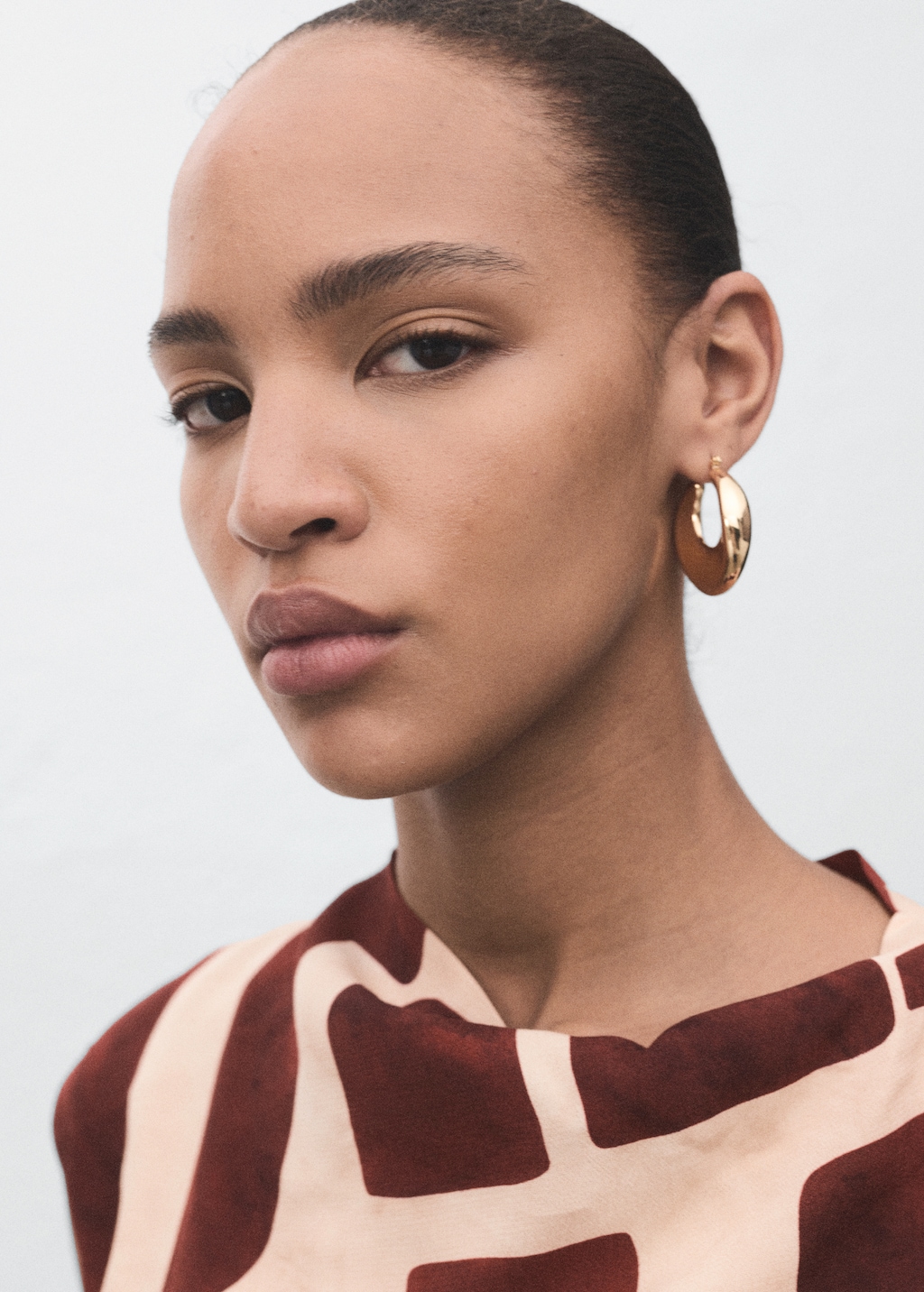 Draped neck printed dress