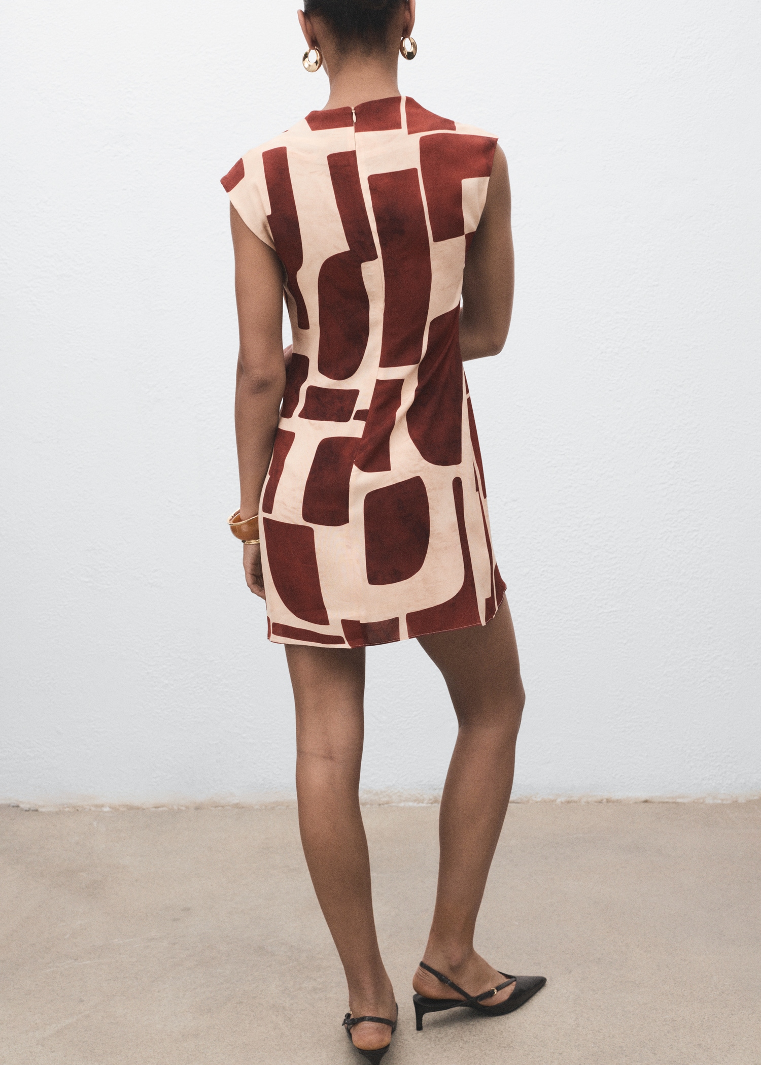 Draped Neck Printed Dress