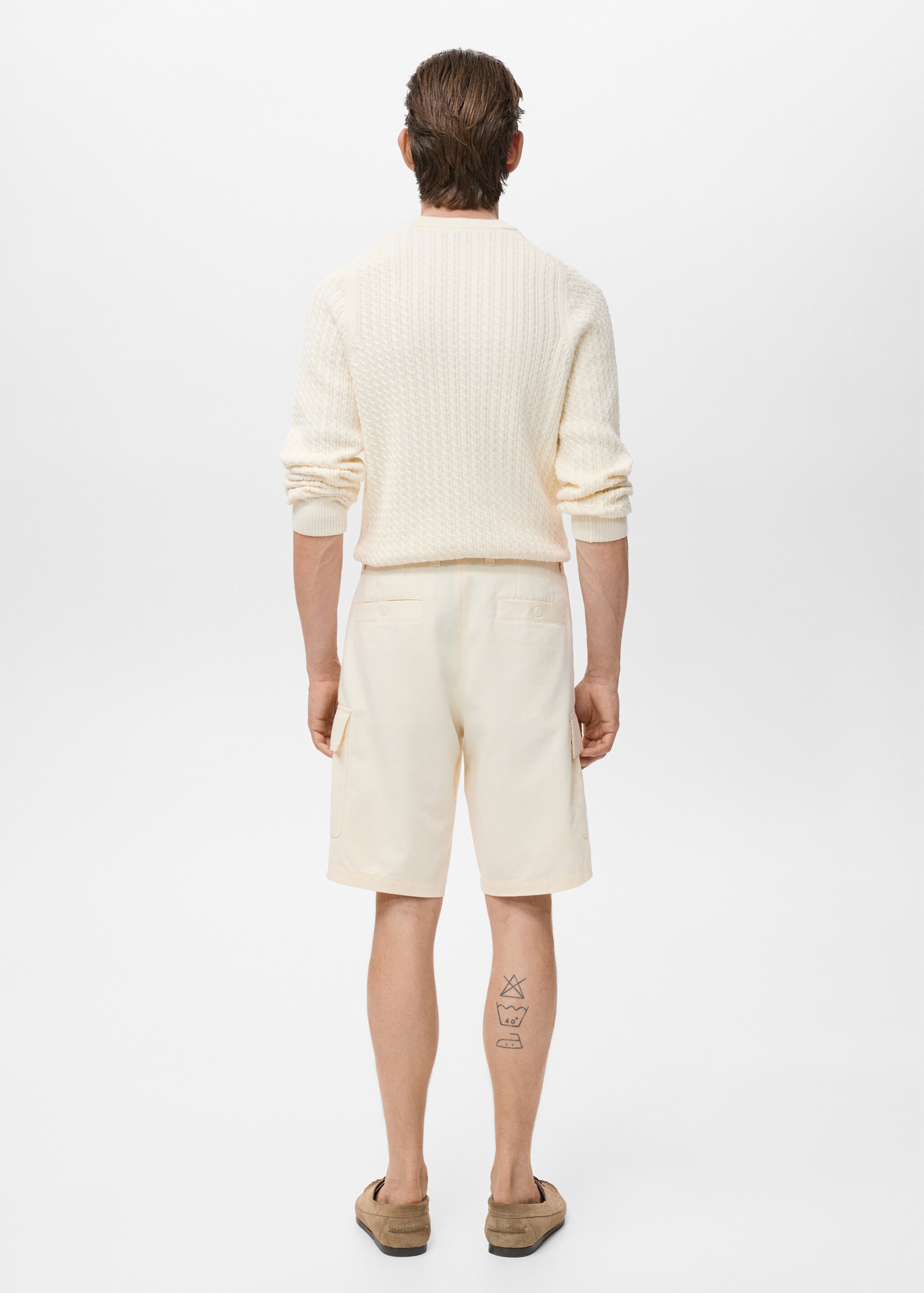 Cotton and lyocell cargo shorts - Reverse of the article, Ecru. Ref: 17094404-00.