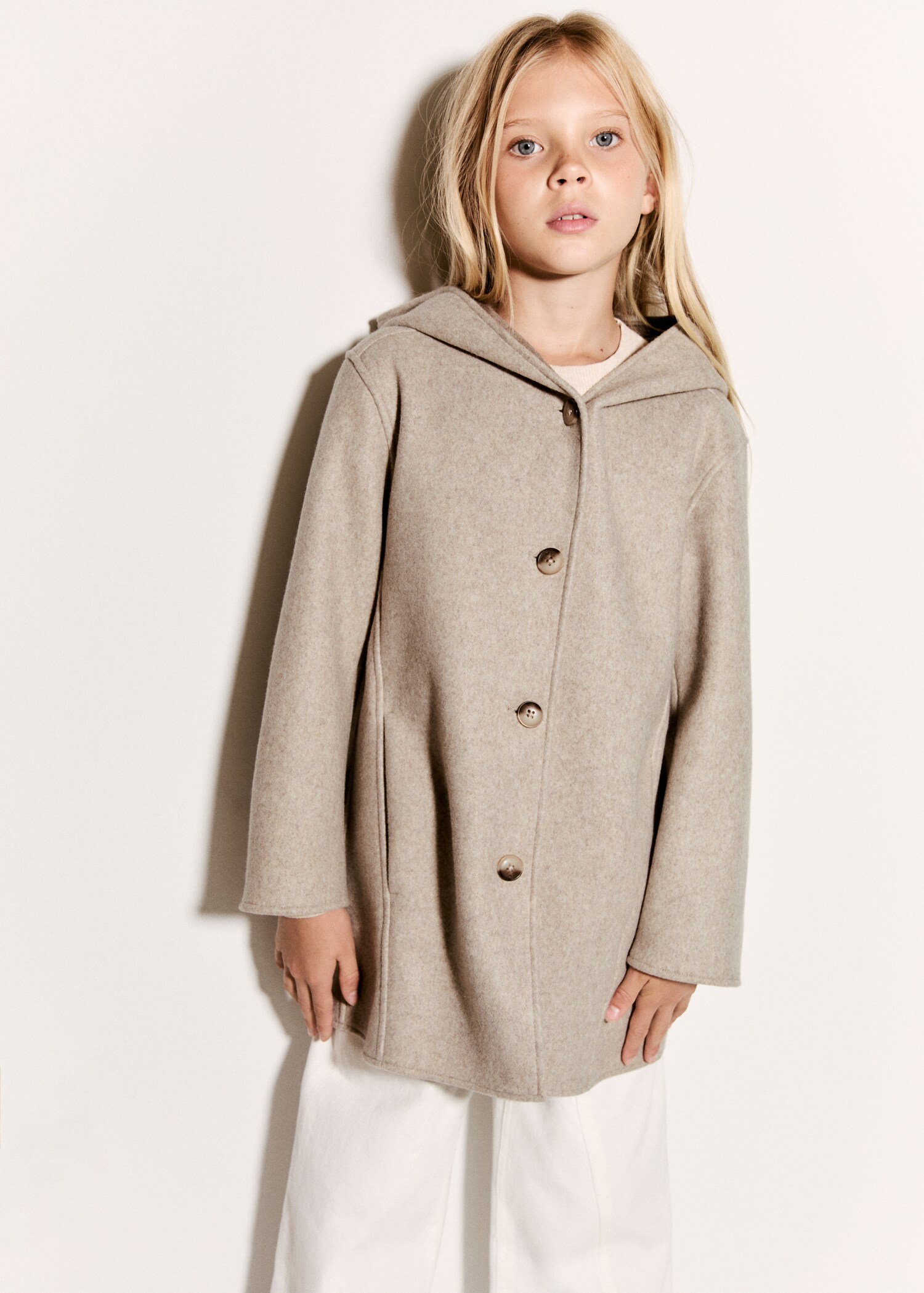 Manteau drap de laine poches - Plan moyen
