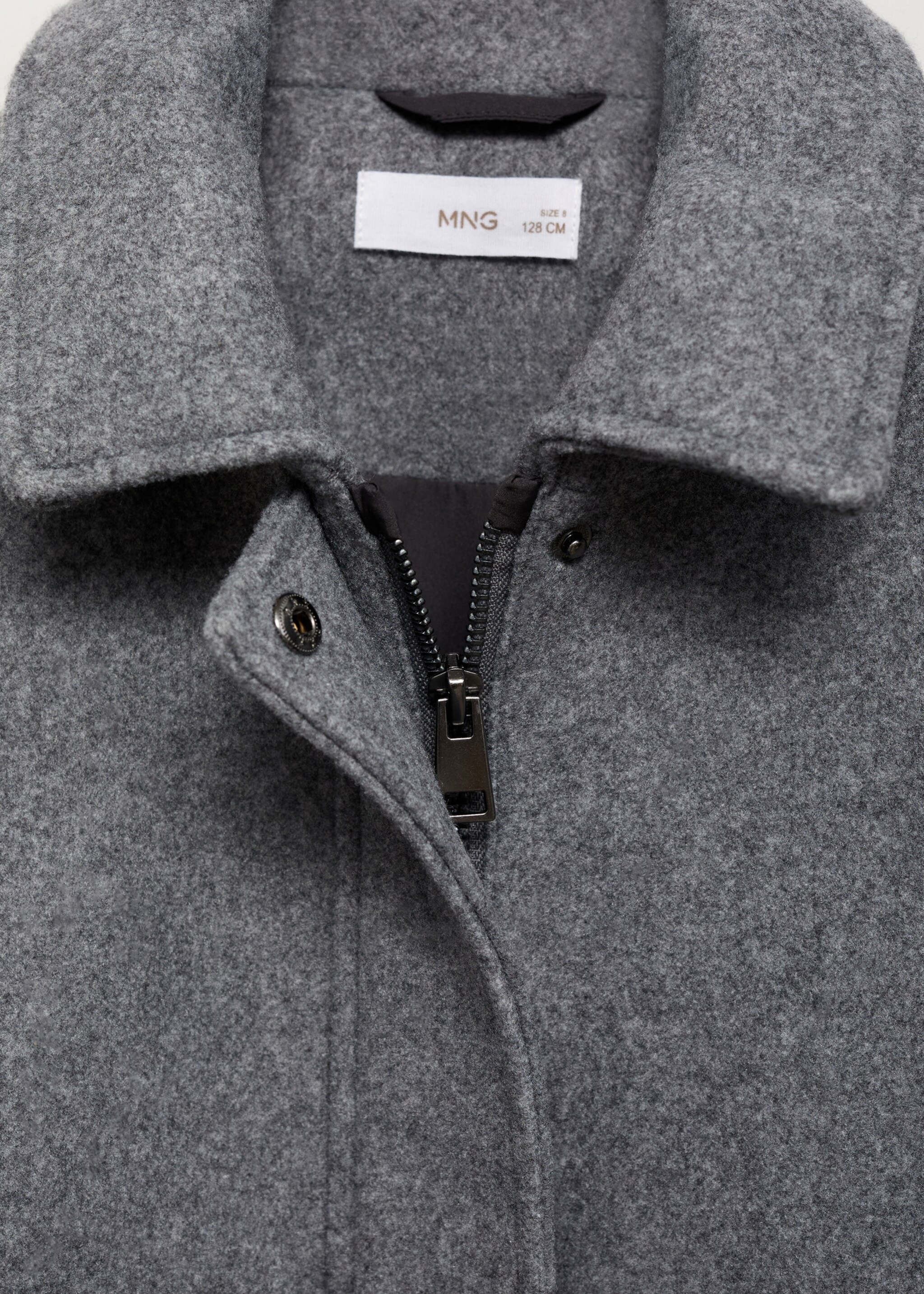 Short cloth coat - Details of the article 8, Grey. Ref: 17094418-00.