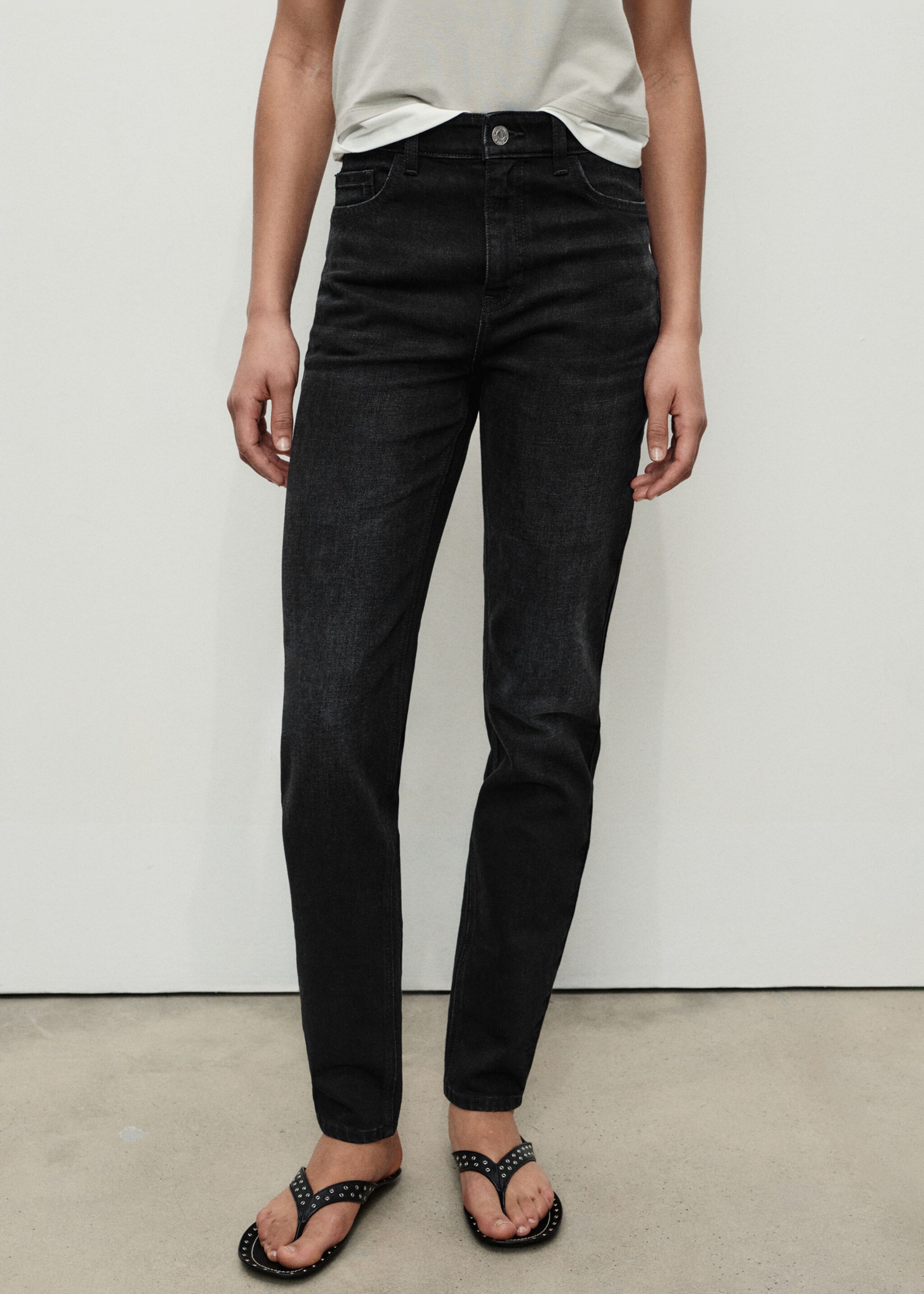 Newmom comfort high-rise jeans - Medium plane, Black denim. Ref: 17094422-00.