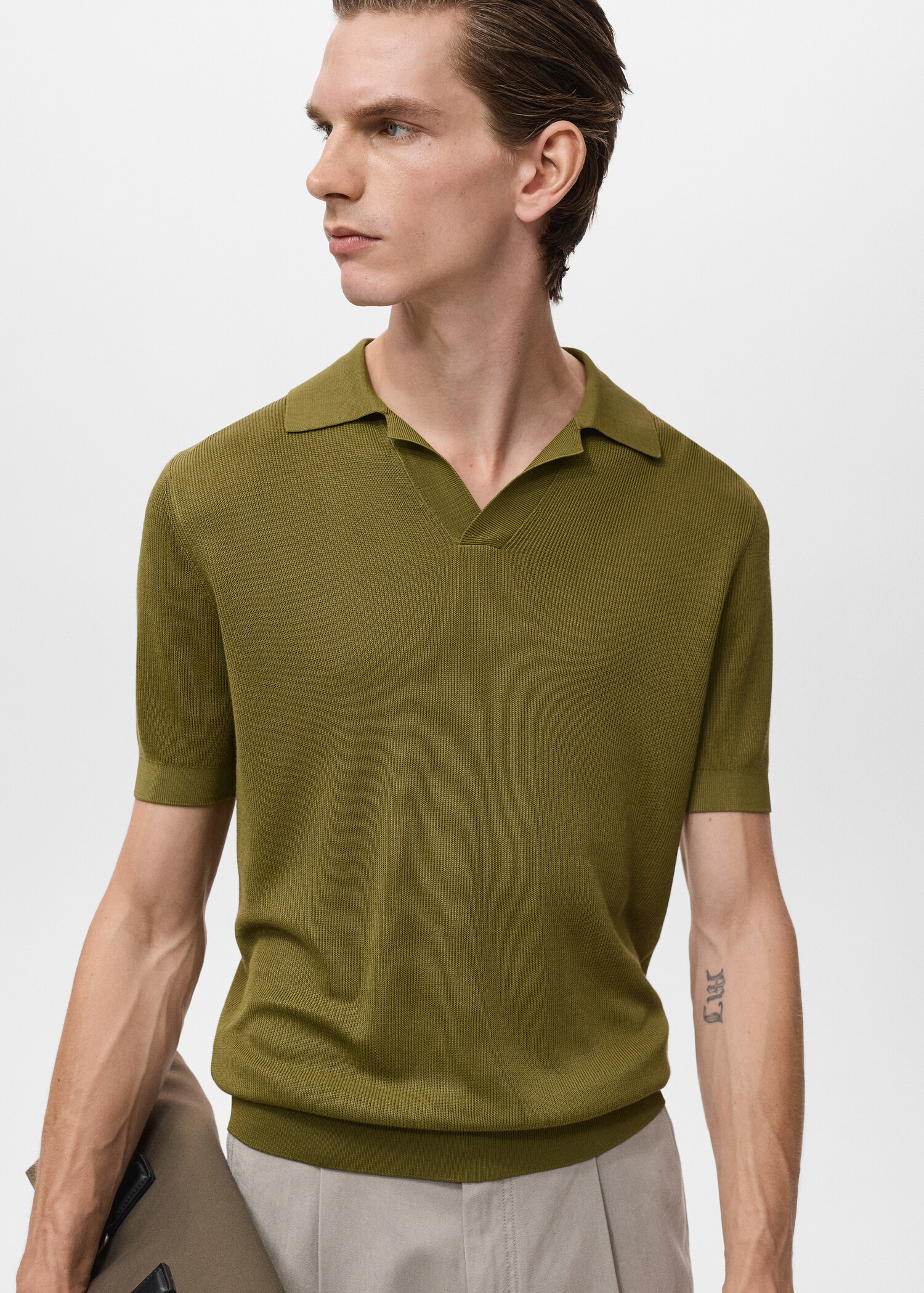Dun katoenen gebreid poloshirt - Middenvlak