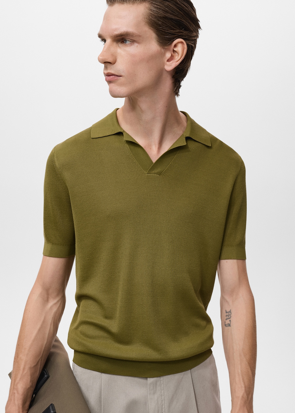 Cotton polo shirt with microstructure