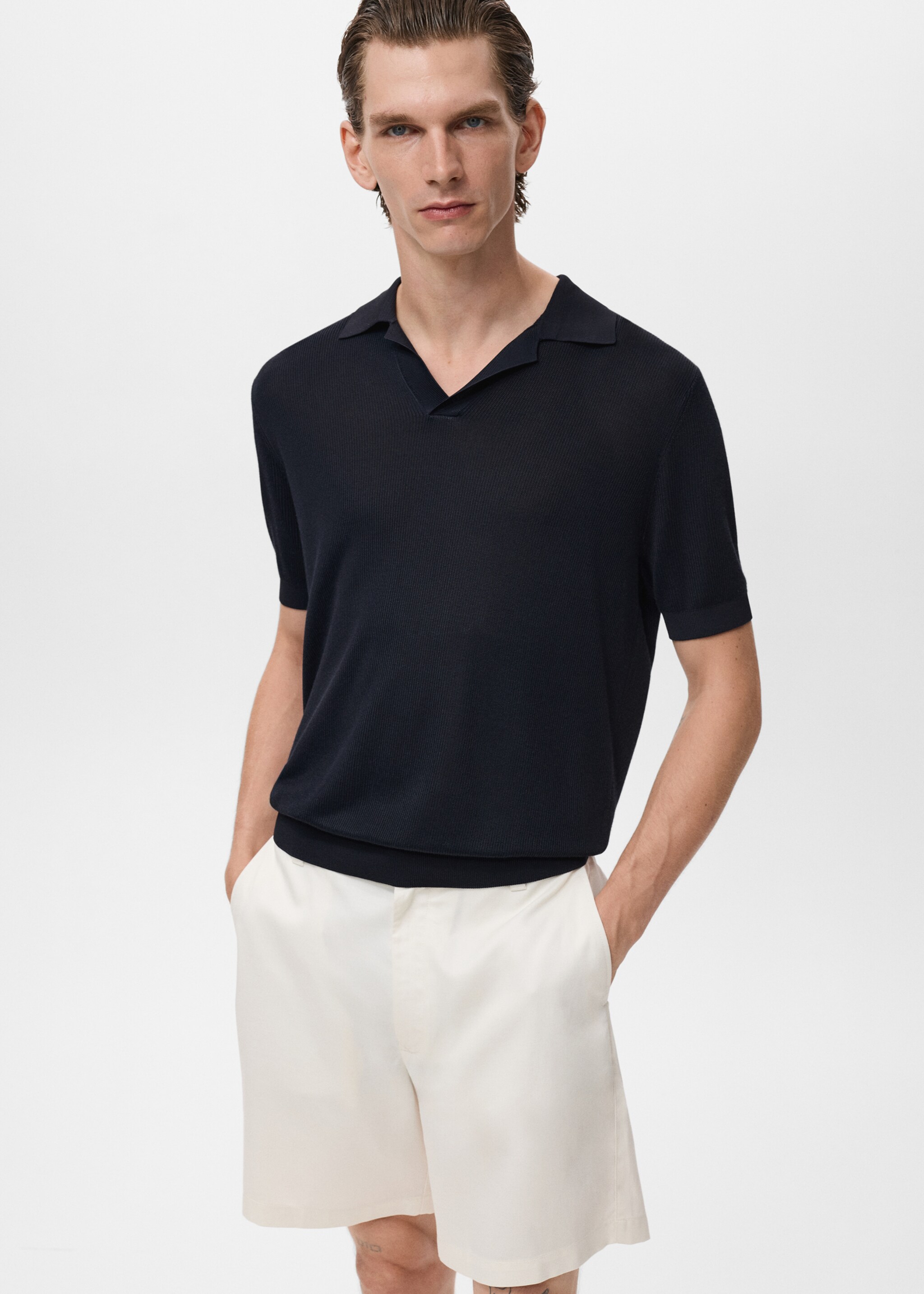 Dun katoenen gebreid poloshirt - Detail van het artikel 2