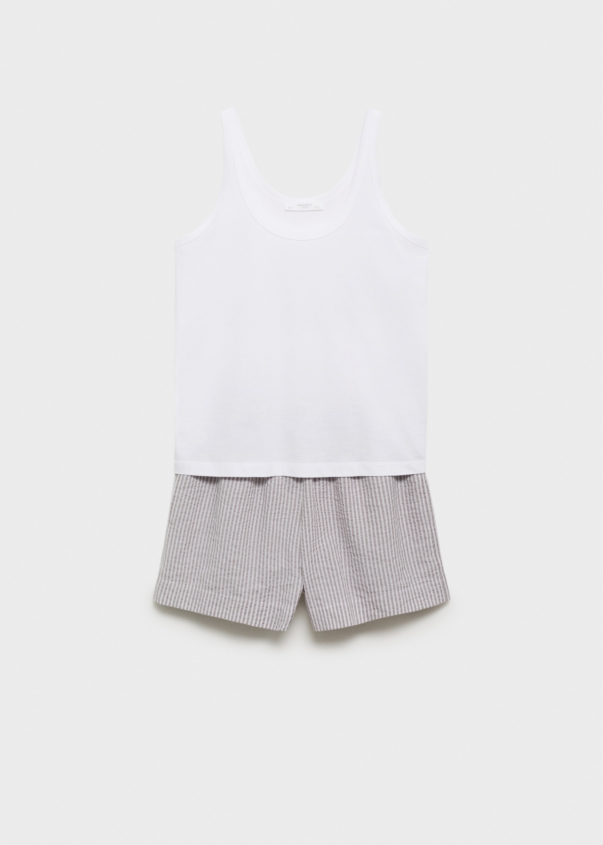 Two-piece striped seersucker pyjama shorts - Article without model, Charcoal. Ref: 17094425-00.