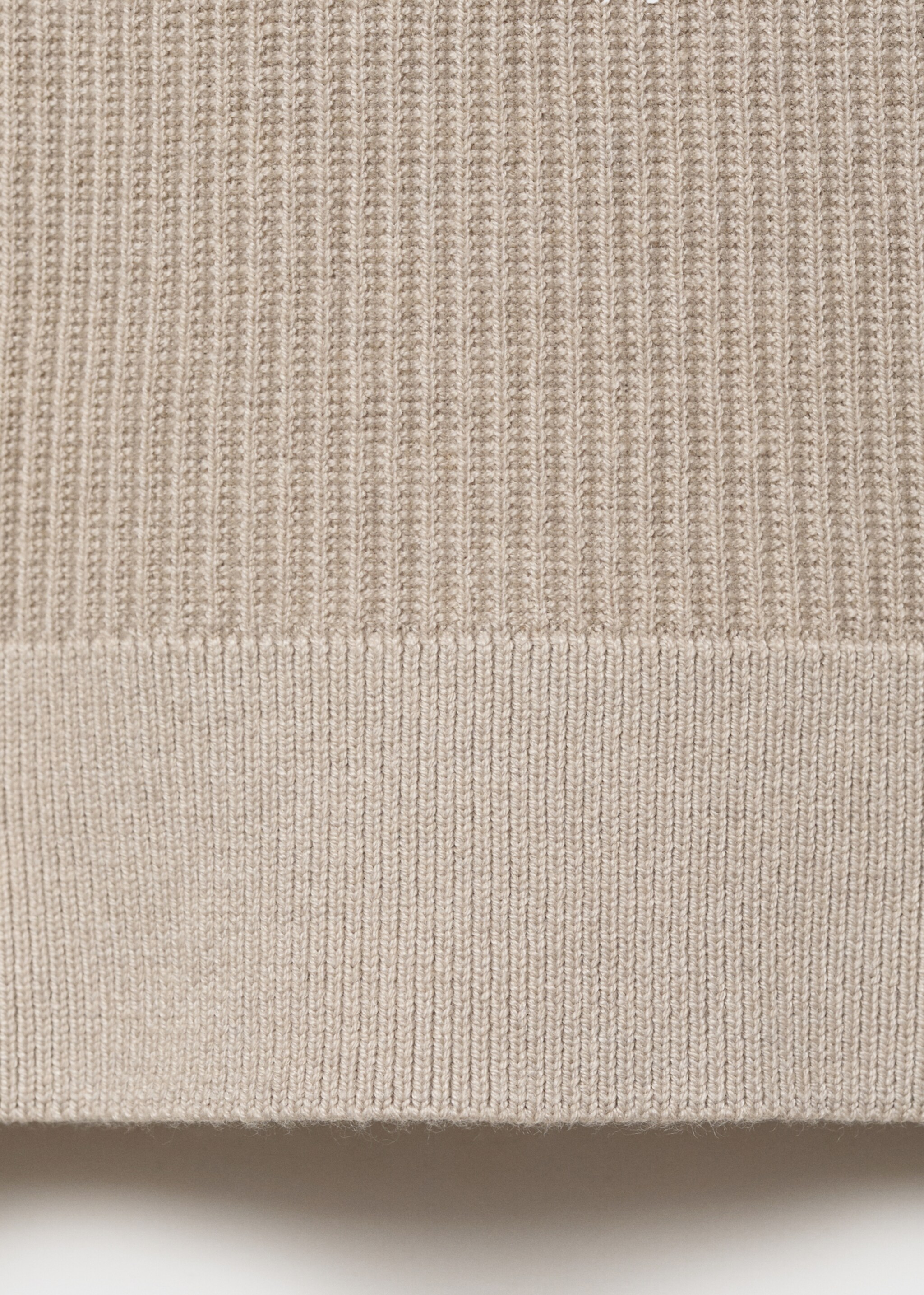 Ribbed sweater with zip neck - Details of the article 0, Beige. Ref: 17094427-00.