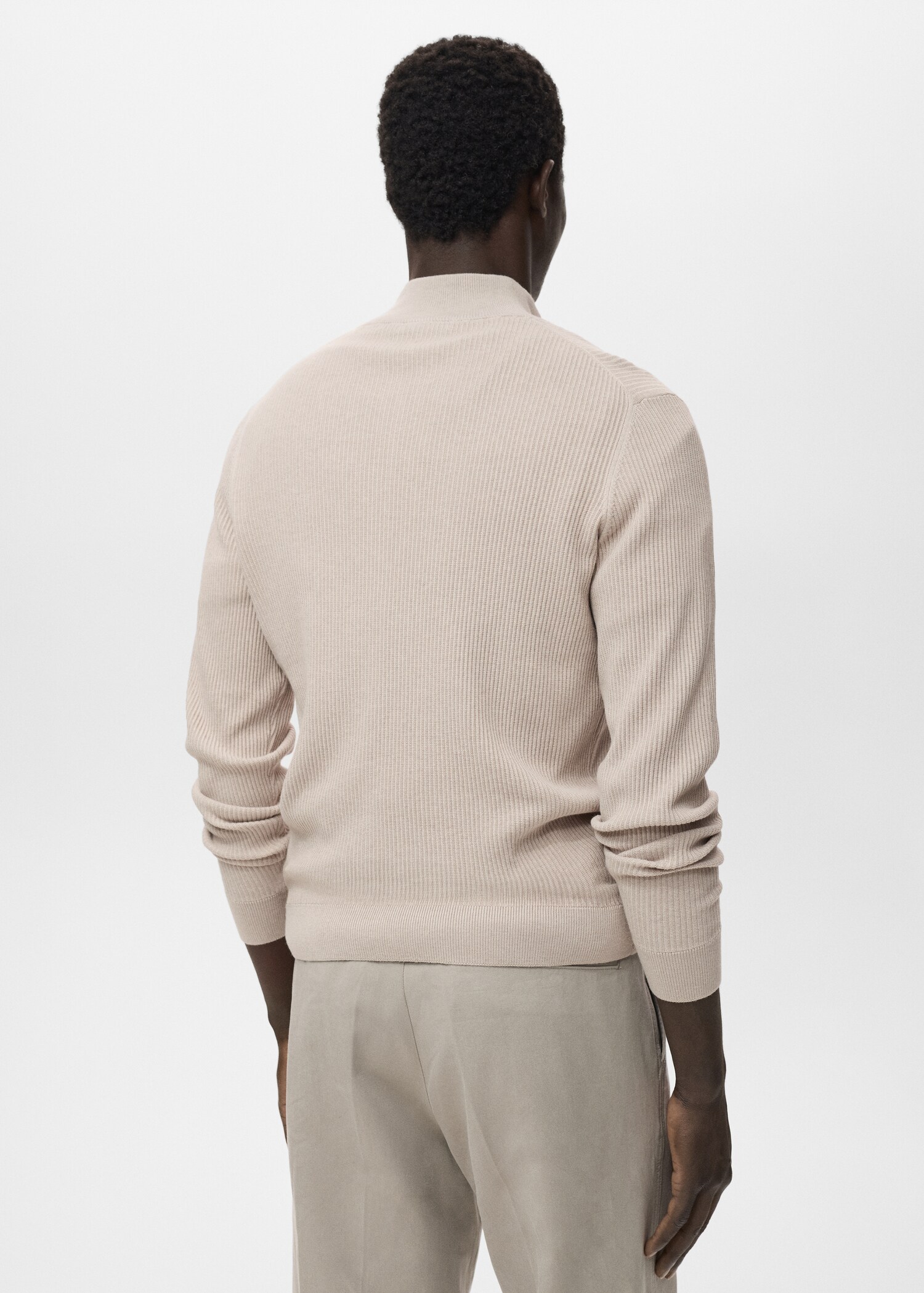 Pull-over maille côtelée col zippé - Verso de l’article