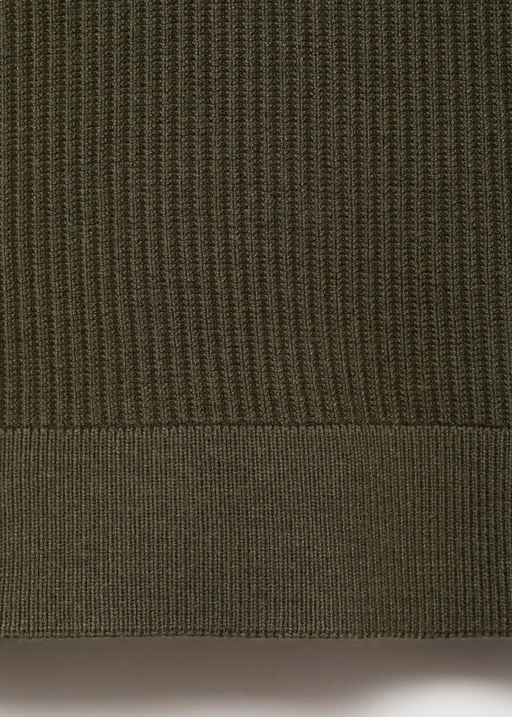 Ribbed sweater with zip neck - Details of the article 0, Olive Green. Ref: 17094427-00.