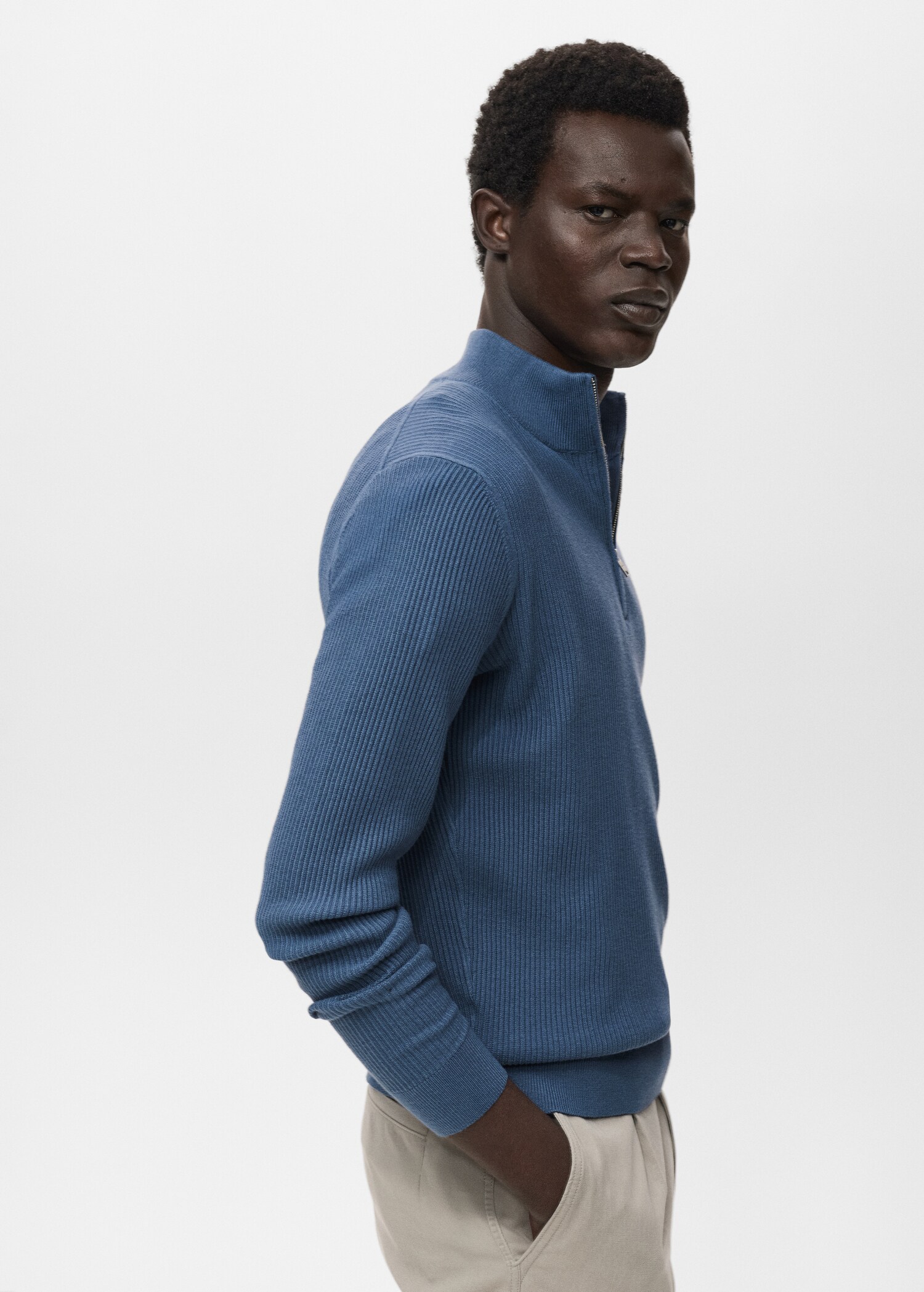 Pull-over maille côtelée col zippé - Détail de l'article 2
