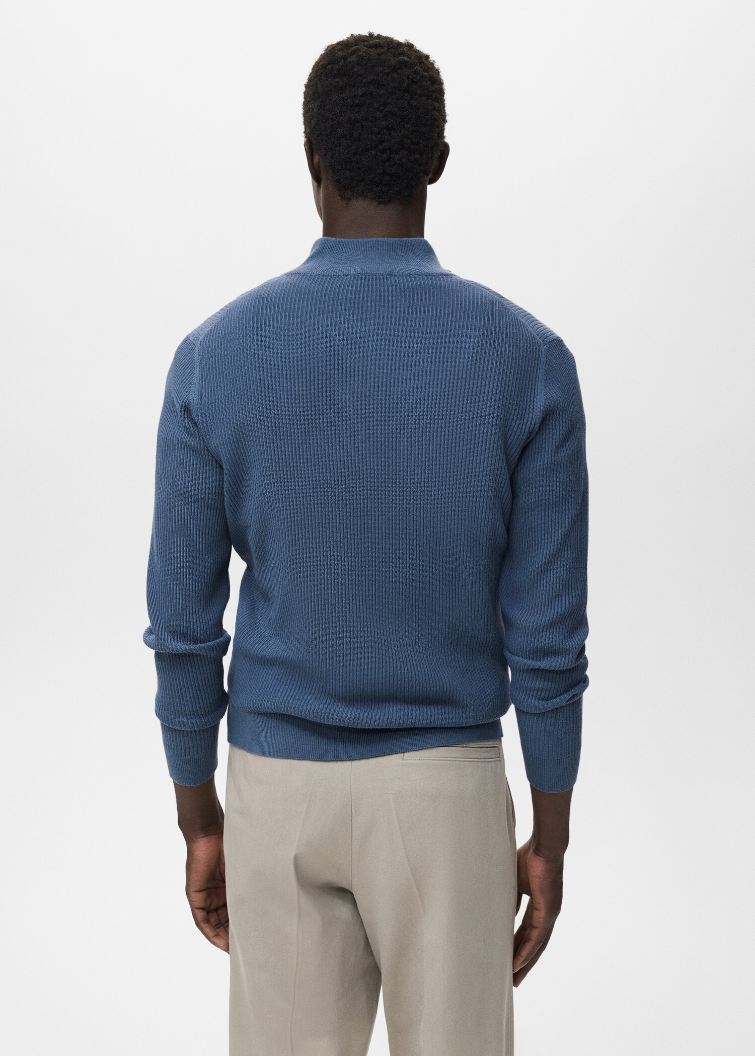Pull-over maille côtelée col zippé - Verso de l’article