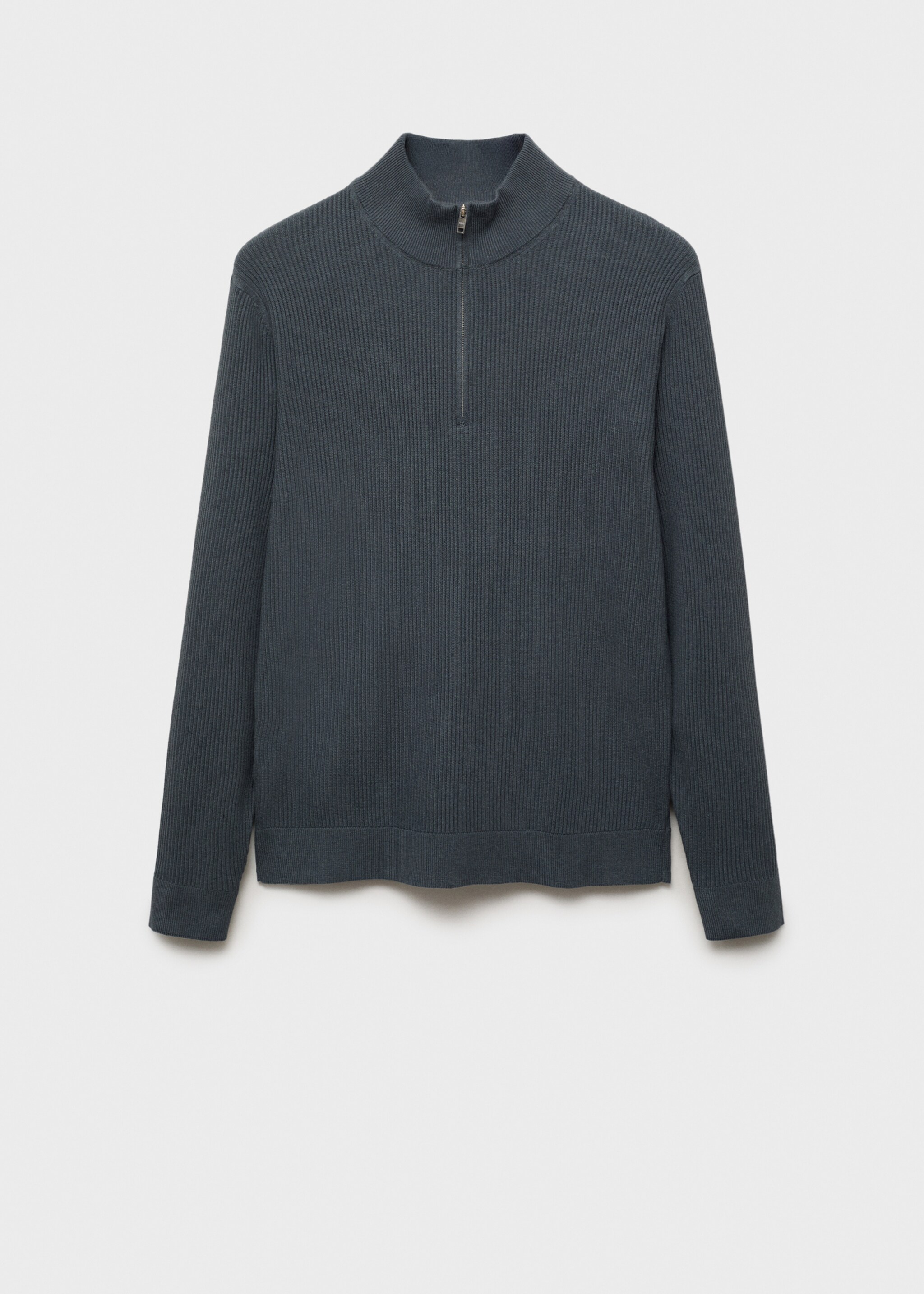 Ribbed sweater with zip neck - Article without model, Dark Grey. Ref: 17094427-00.