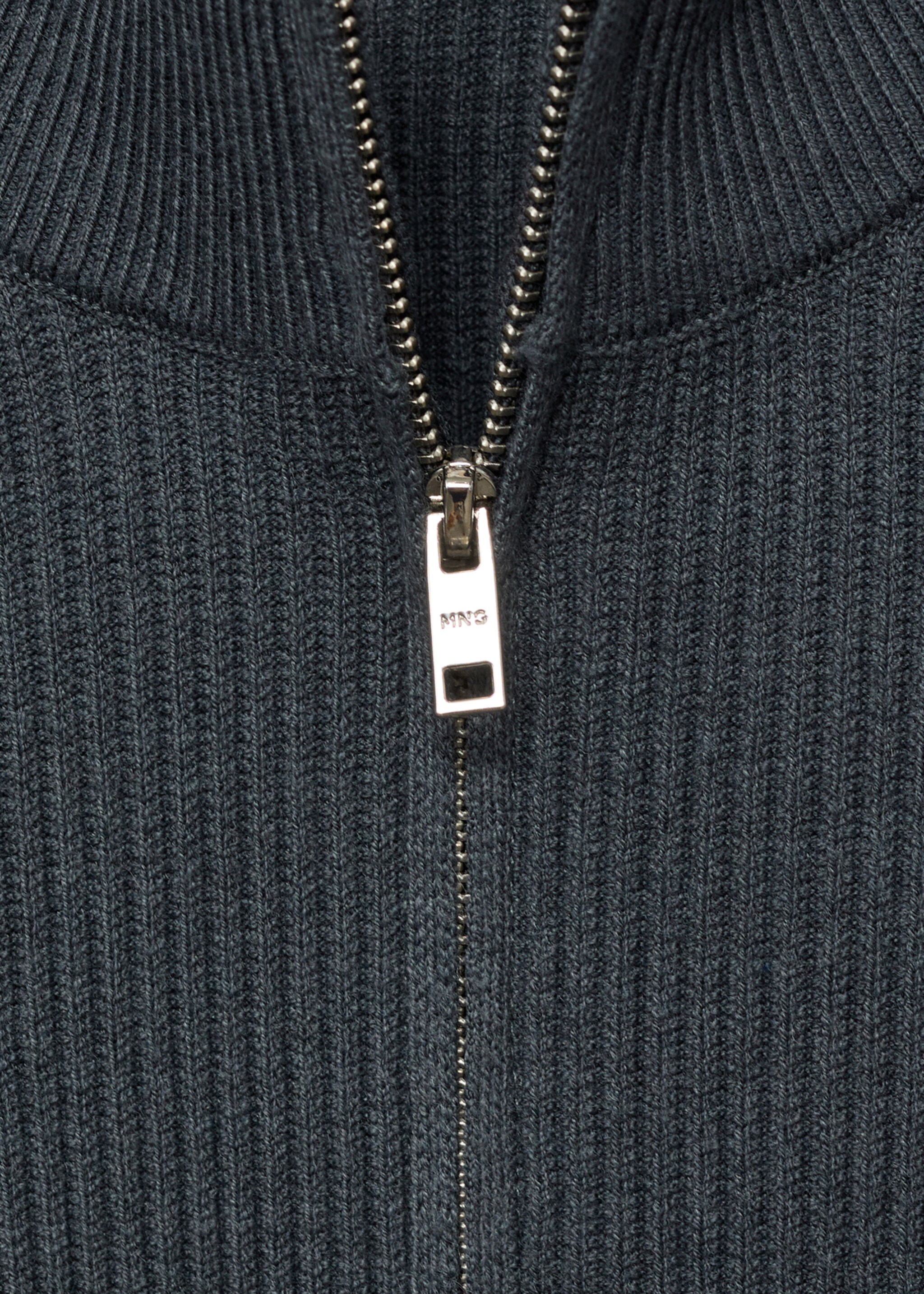 Ribbed sweater with zip neck - Details of the article 8, Dark Grey. Ref: 17094427-00.