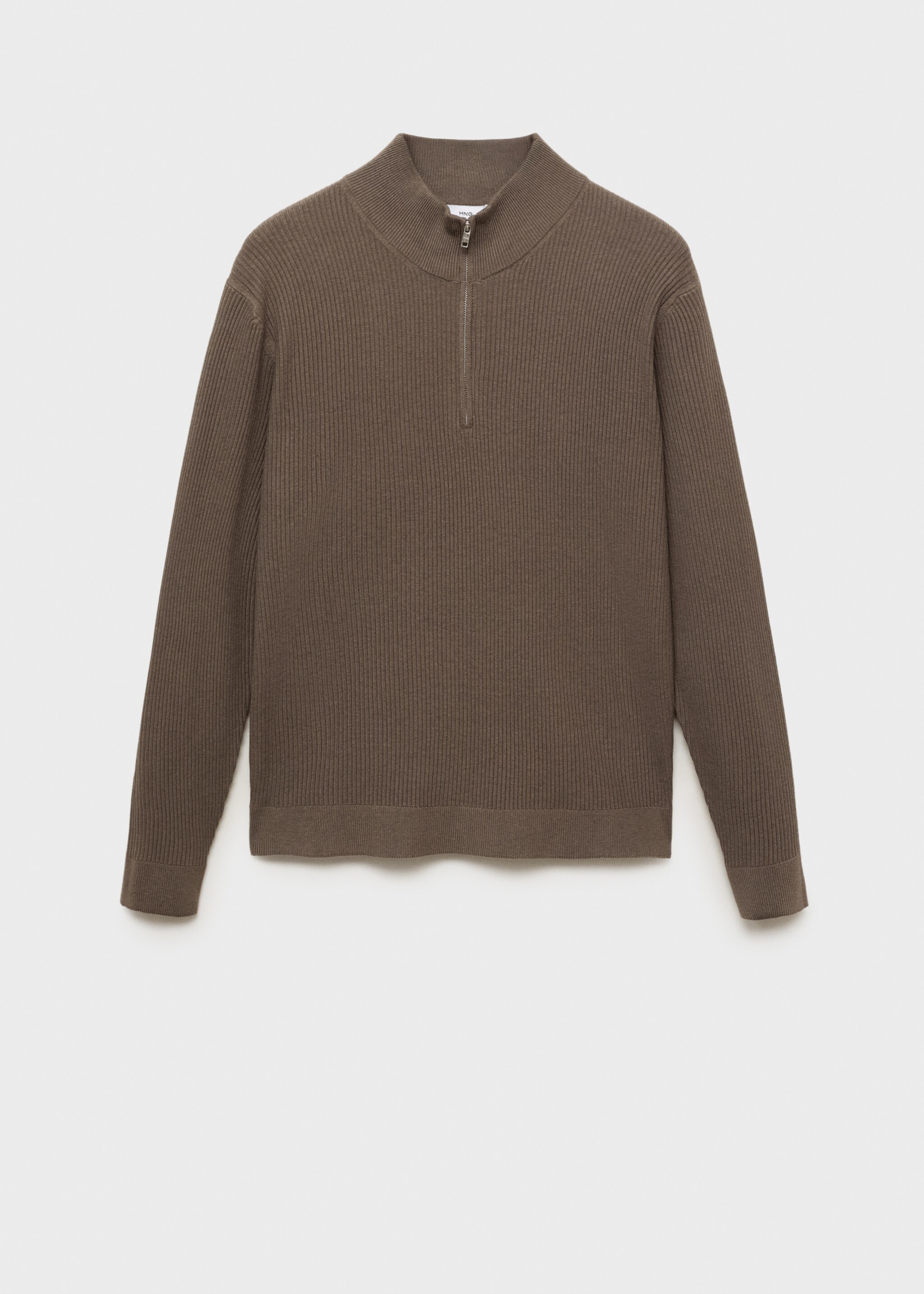 Ribbed sweater with zip neck - Article without model, Mink Grey. Ref: 17094427-00.