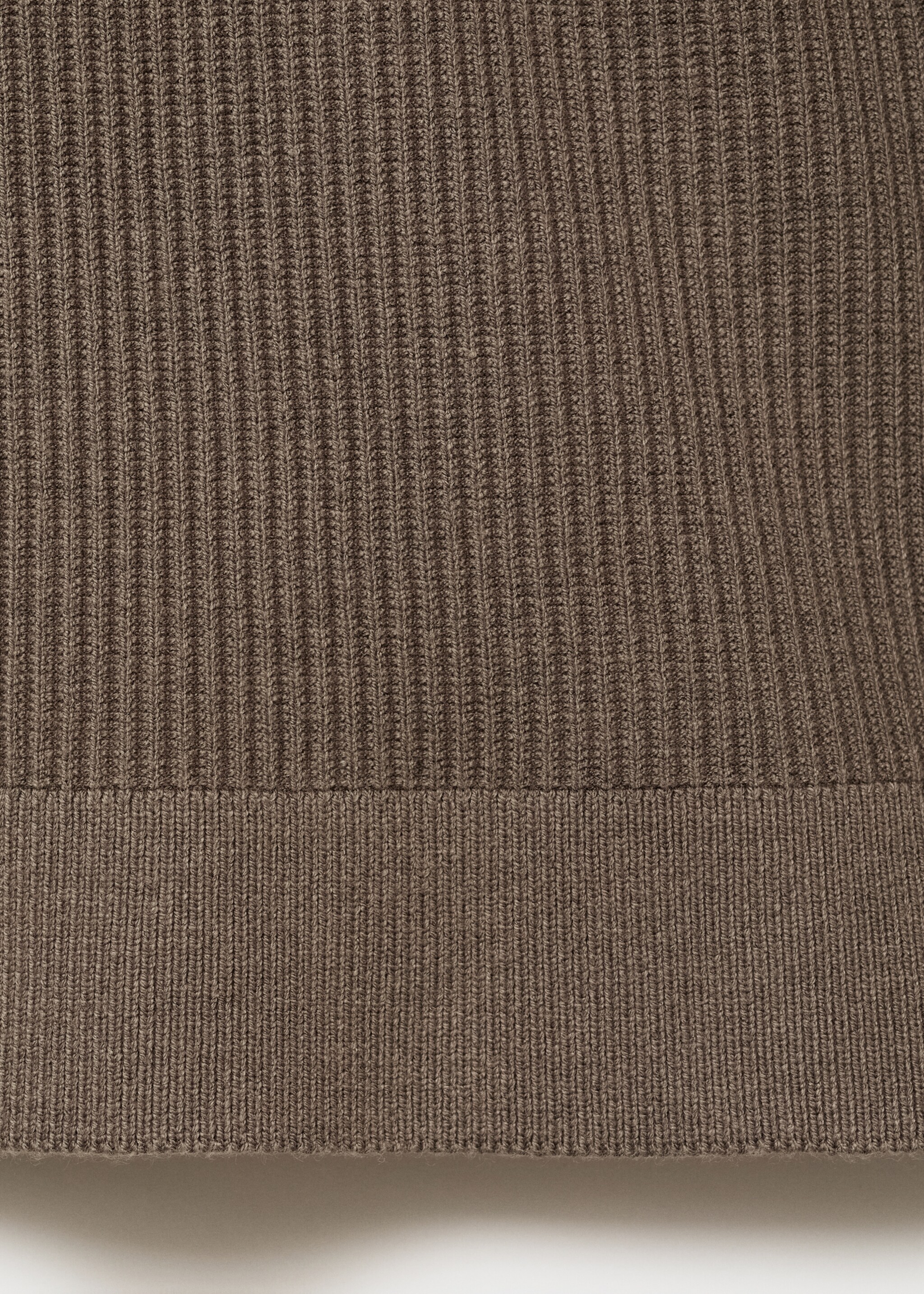 Ribbed sweater with zip neck - Details of the article 0, Mink Grey. Ref: 17094427-00.