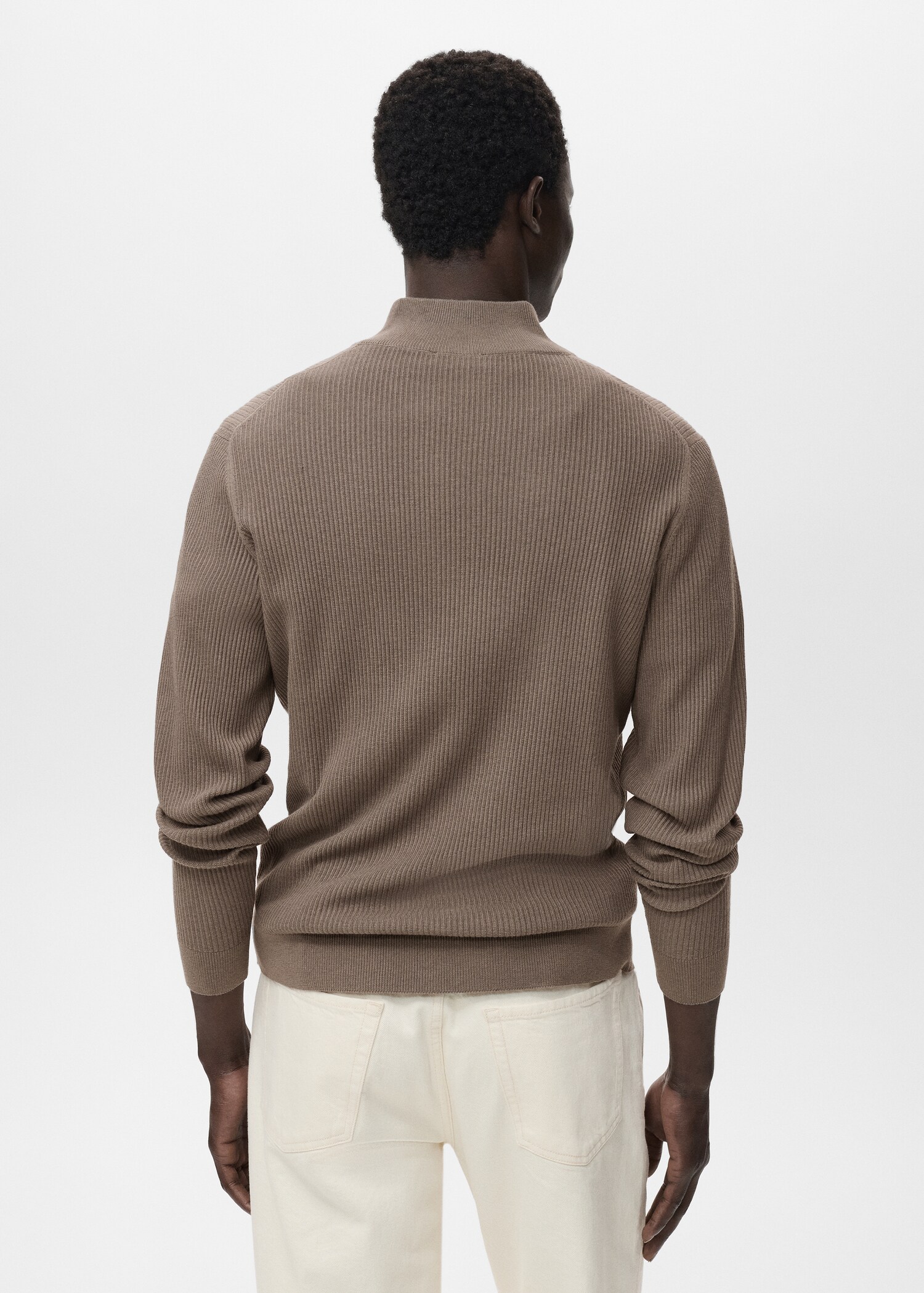 Pull-over maille côtelée col zippé - Verso de l’article