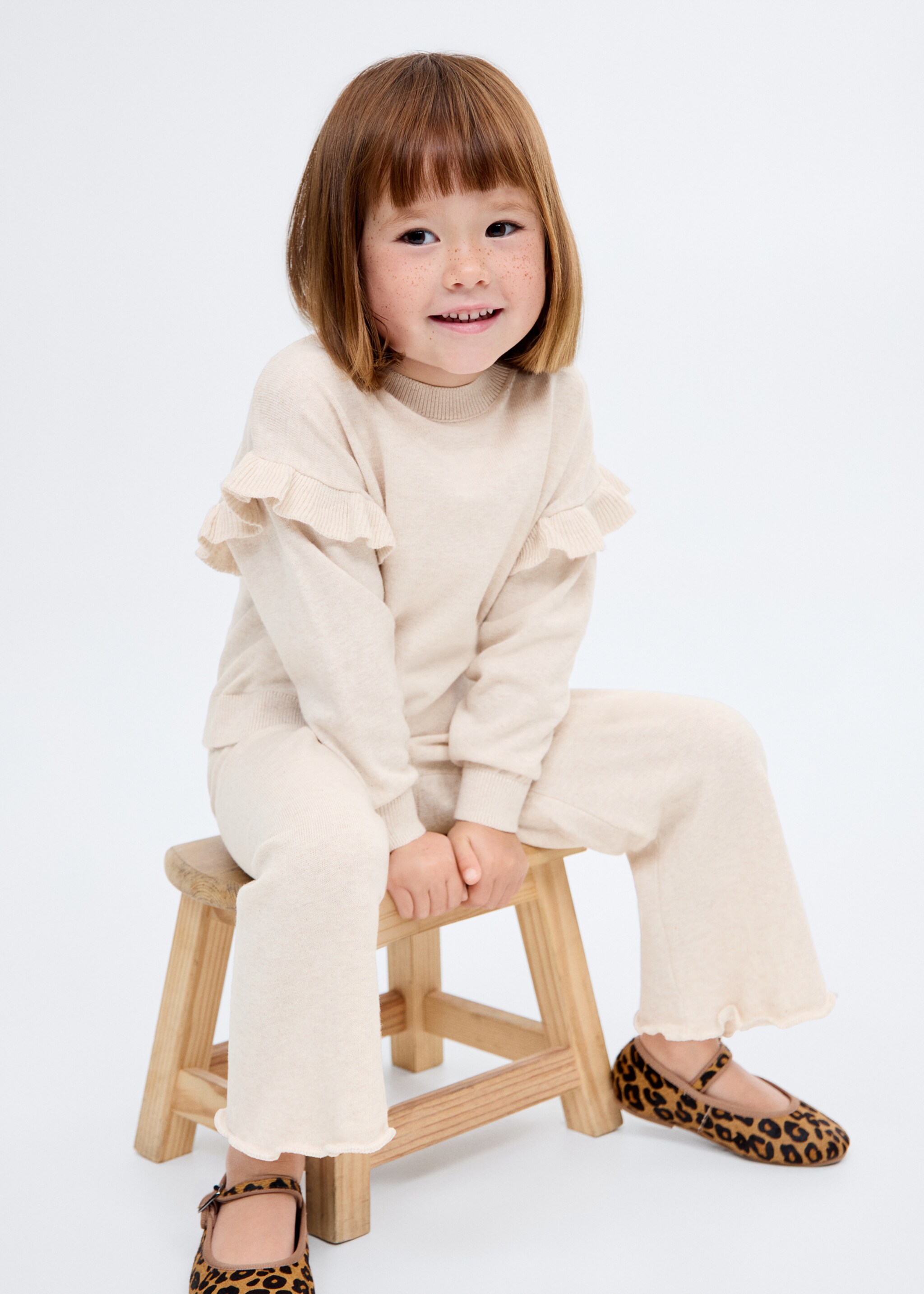 Pantalon maille coton - Plan moyen, Beige. Ref: 17094431-00.
