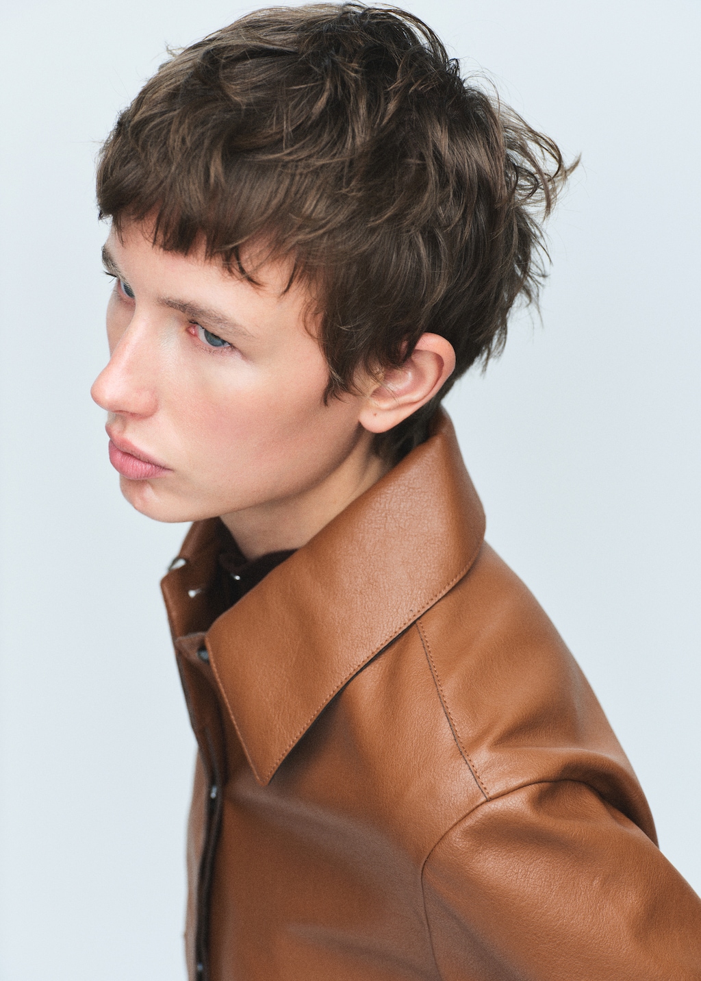 Faux-leather jacket with pockets