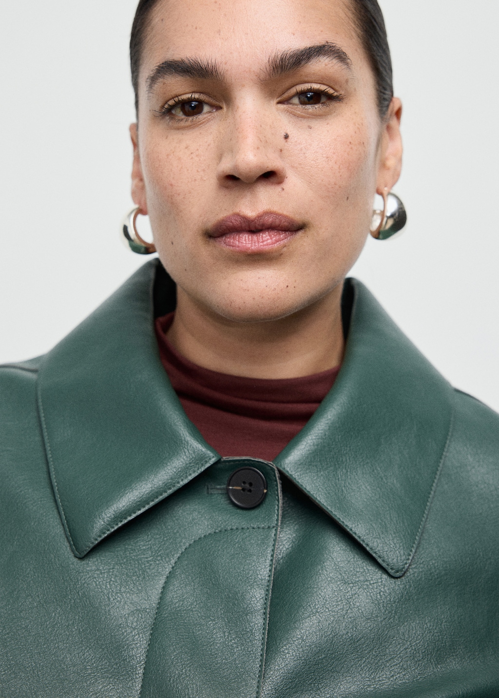 Faux-leather jacket with pockets